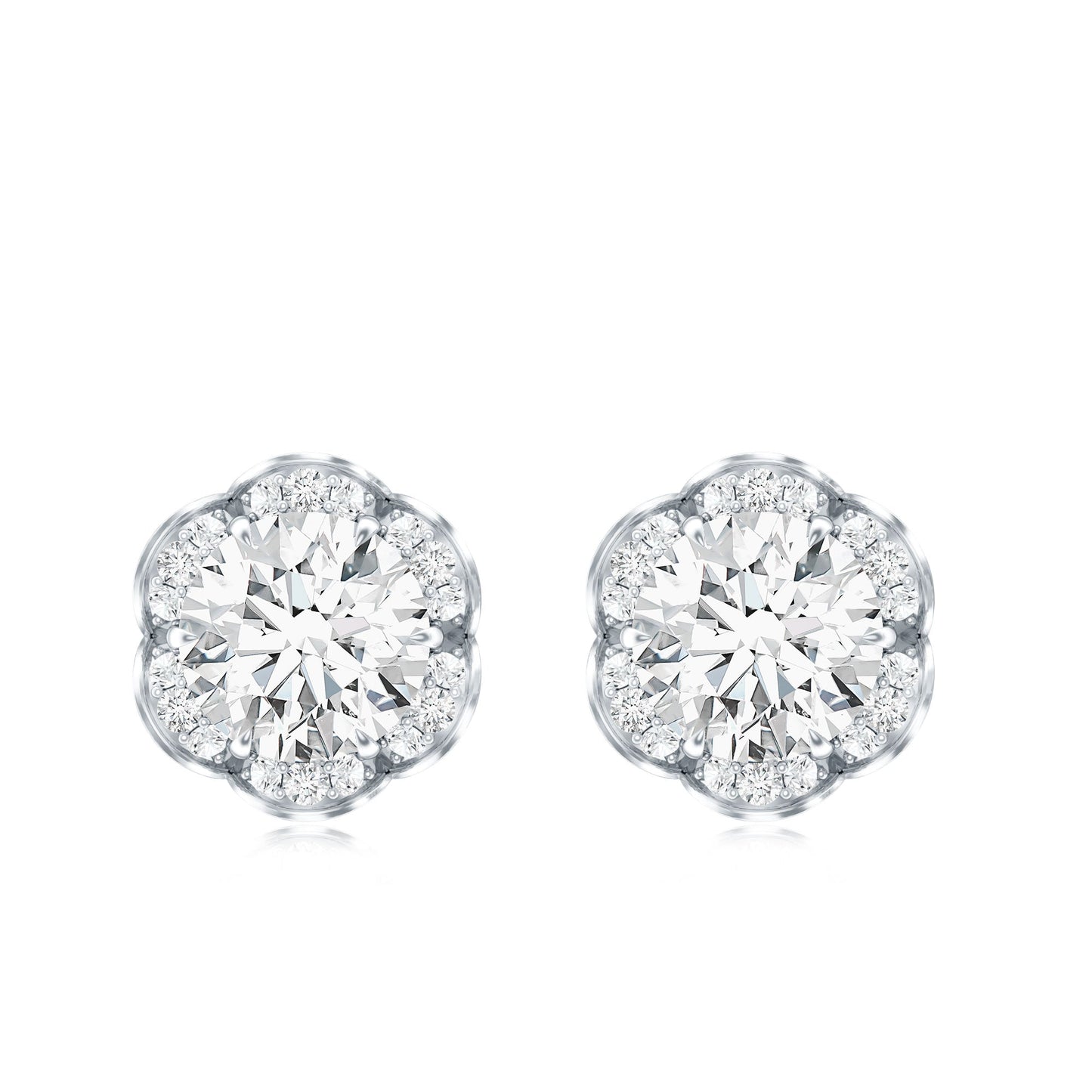 Certified 1.9 Carat Moissanite Flower Stud Earrings