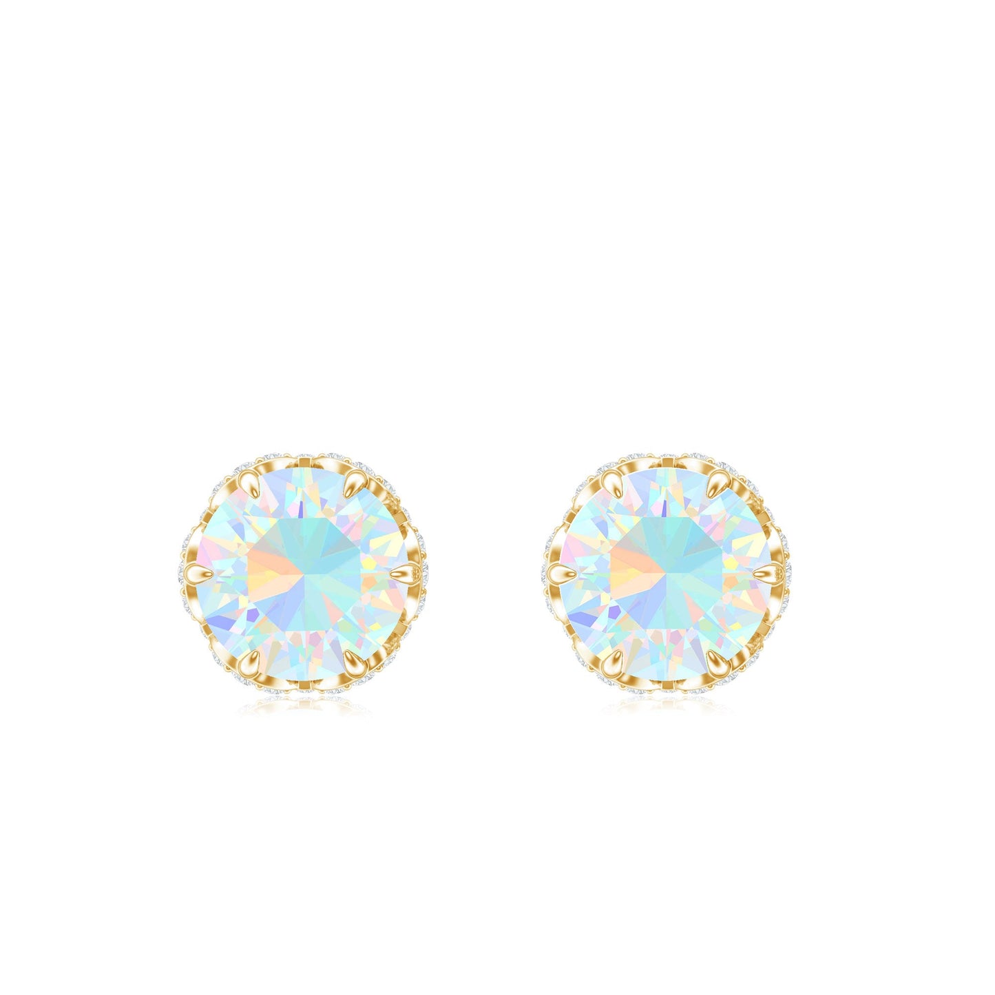 Designer Ethiopian Opal Stud Earrings with Diamond