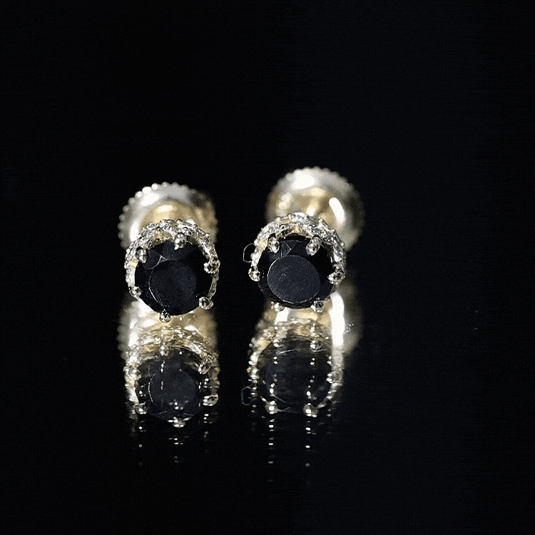 Black Onyx Wedding Stud Earrings with Diamonds