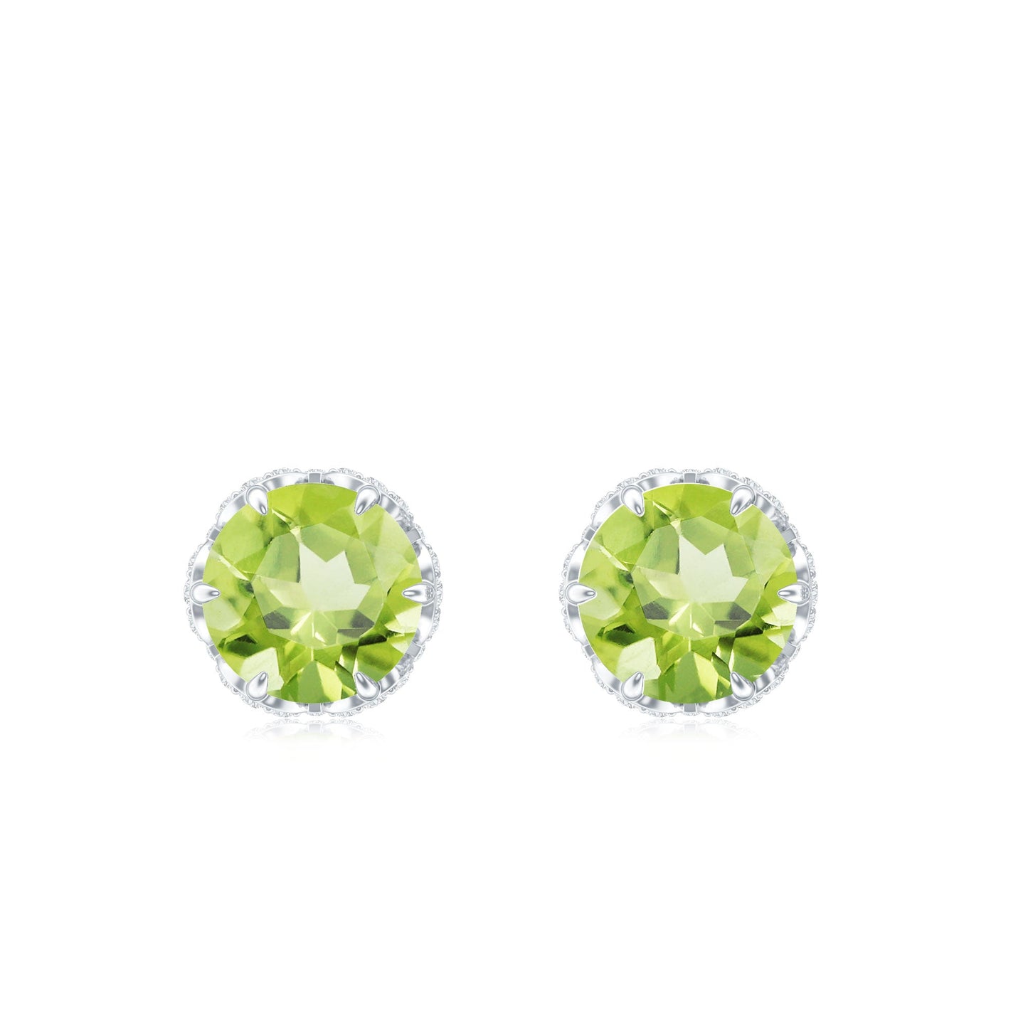 Designer 1 Carat Peridot Stud Earrings with Diamond