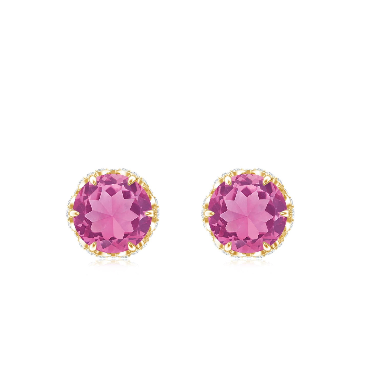 Designer 0.9 Carat Pink Tourmaline Stud Earrings with Diamond