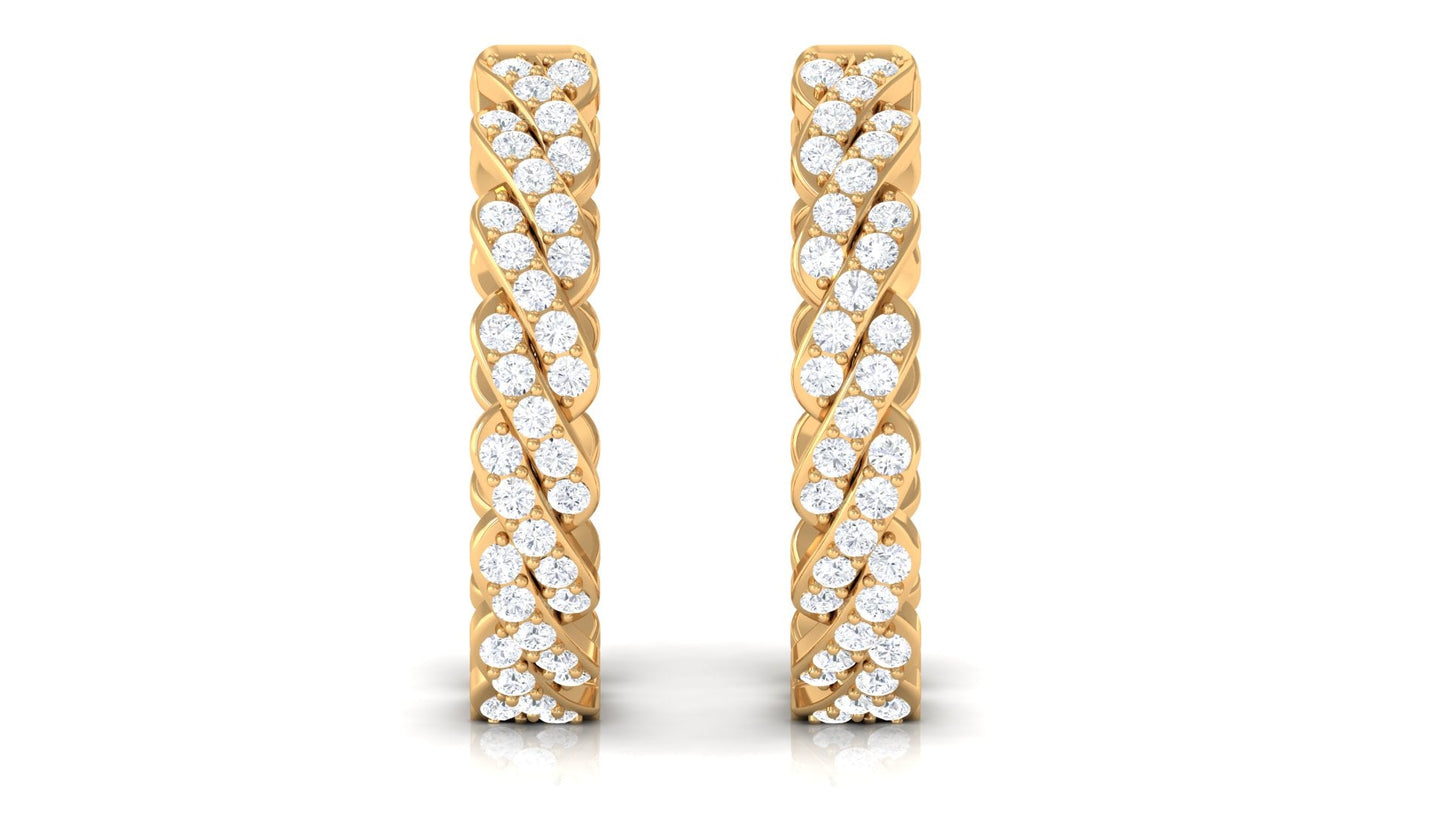 Natural Diamond Twisted Hoop Earrings with Certificate