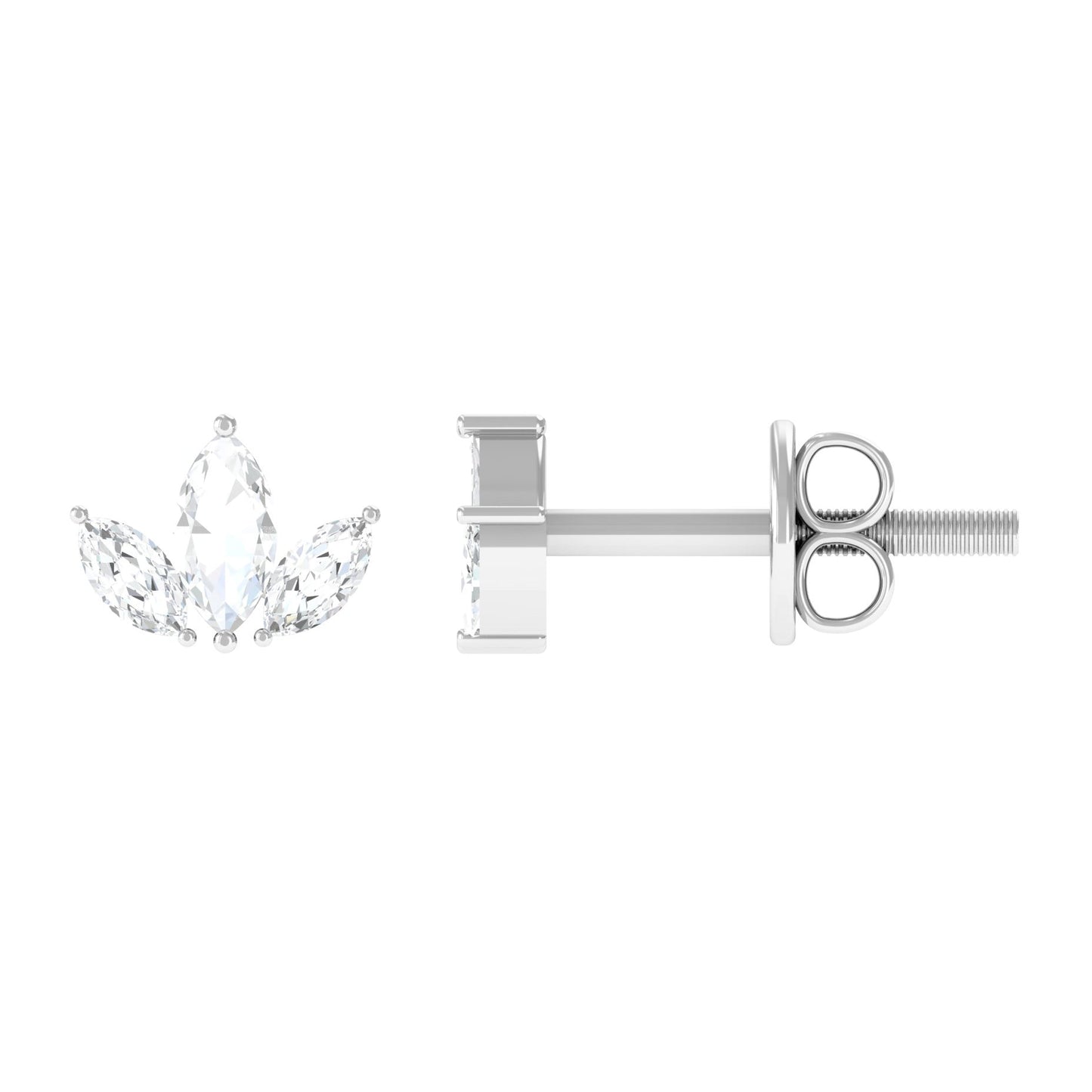 Marquise Cut Diamond Leaf Stud Earrings for Women