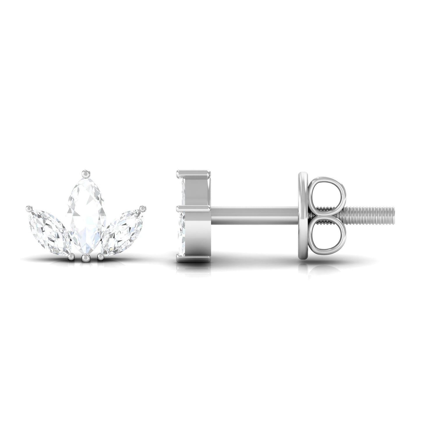 Marquise Cut Diamond Leaf Stud Earrings for Women