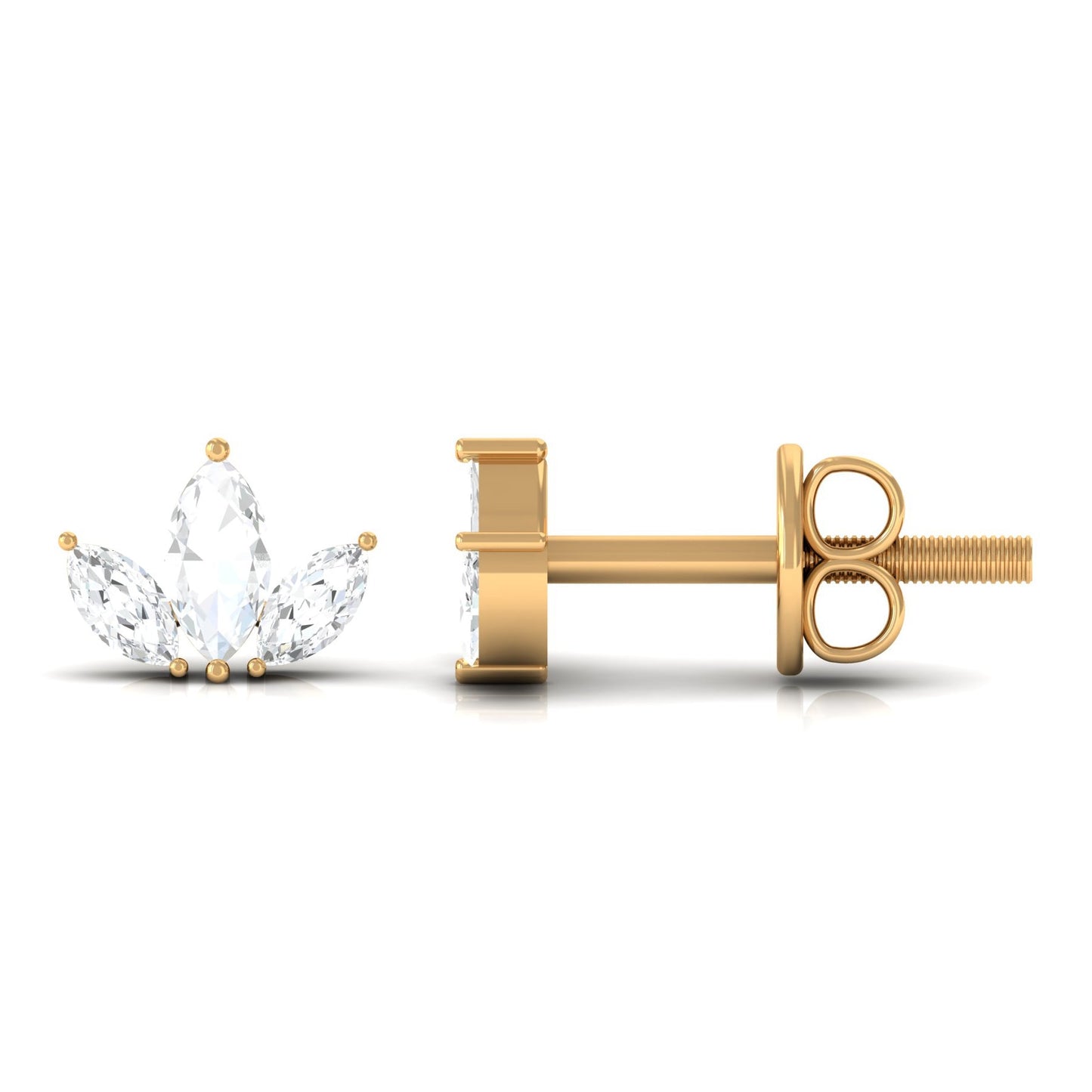 Marquise Cut Diamond Leaf Stud Earrings for Women