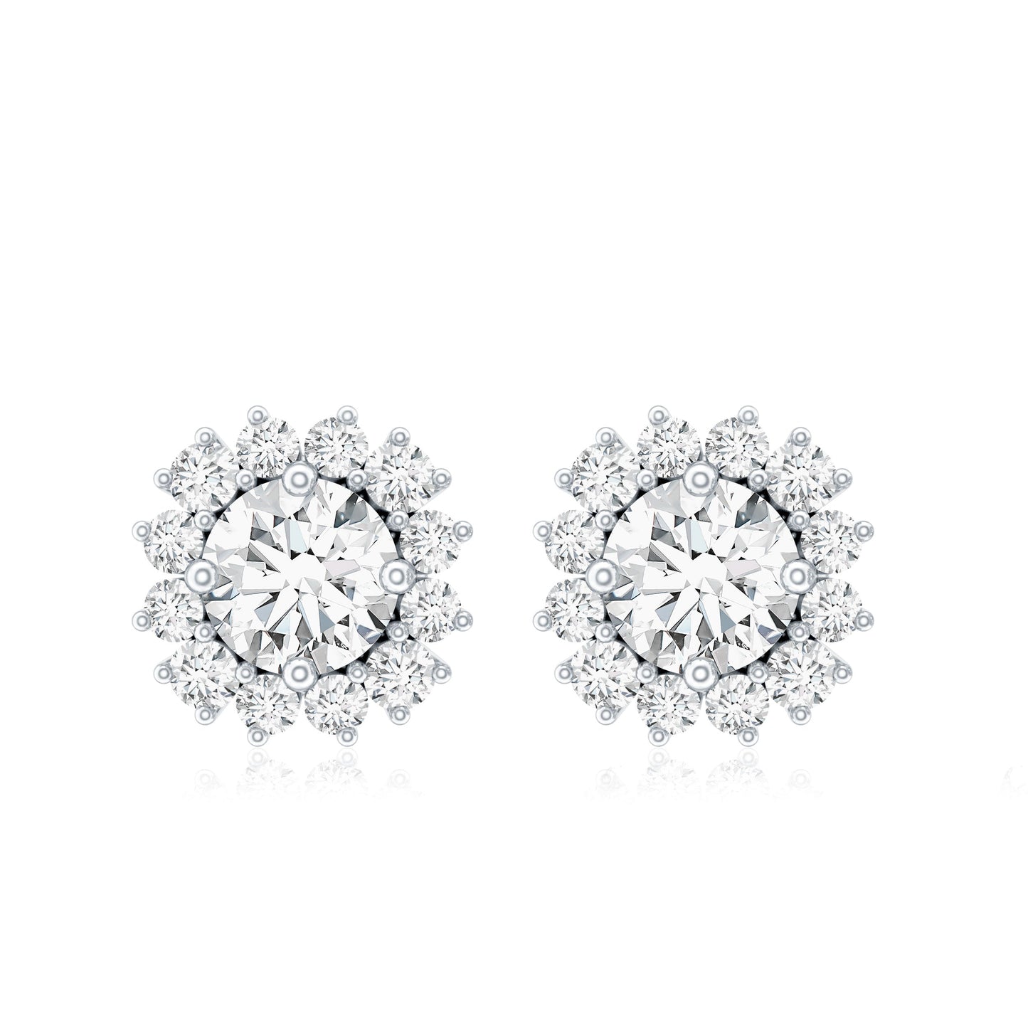 Round 1 Carat Moissanite Halo Stud Earrings for Women