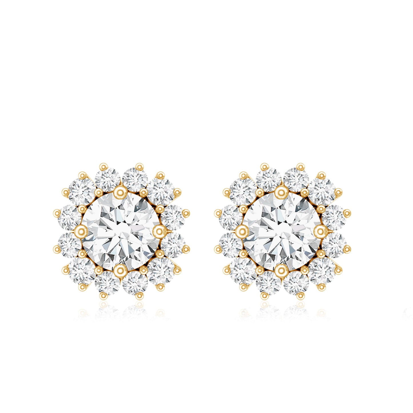 Round 1 Carat Moissanite Halo Stud Earrings for Women