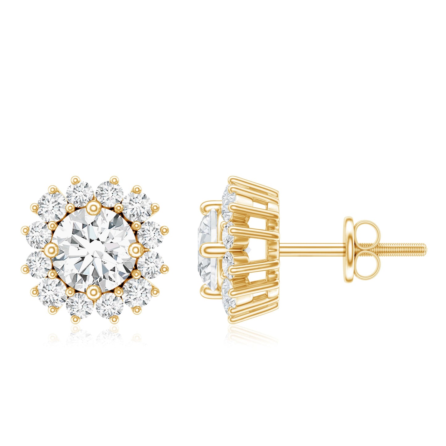 Round 1 Carat Moissanite Halo Stud Earrings for Women