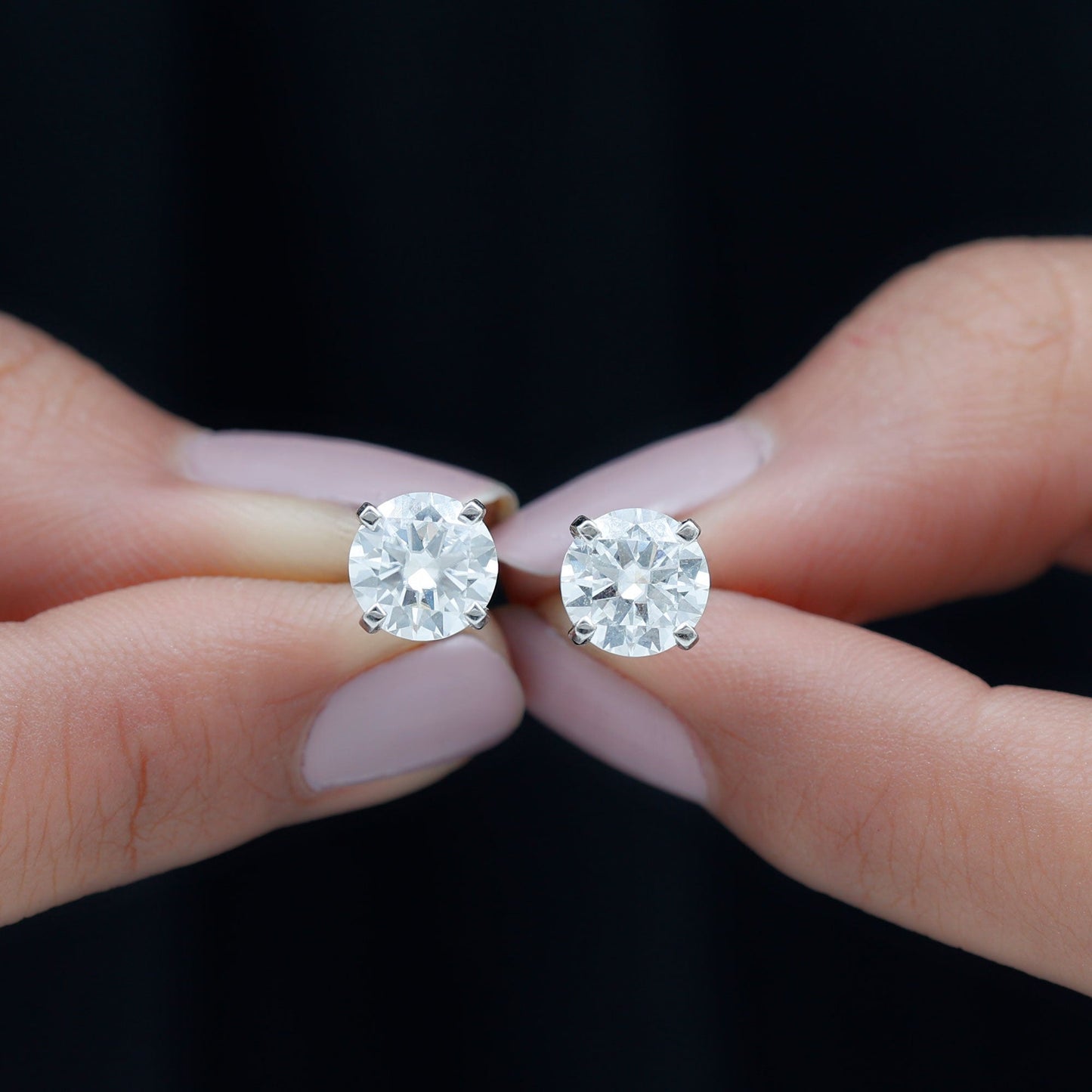 7MM Moissanite Solitaire Stud Earrings for Women