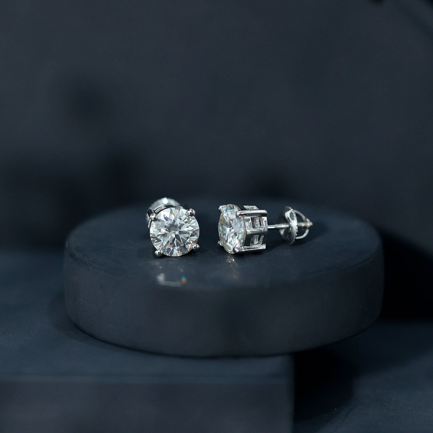 2.7 Carat Round Moissanite Studs in Claw Setting