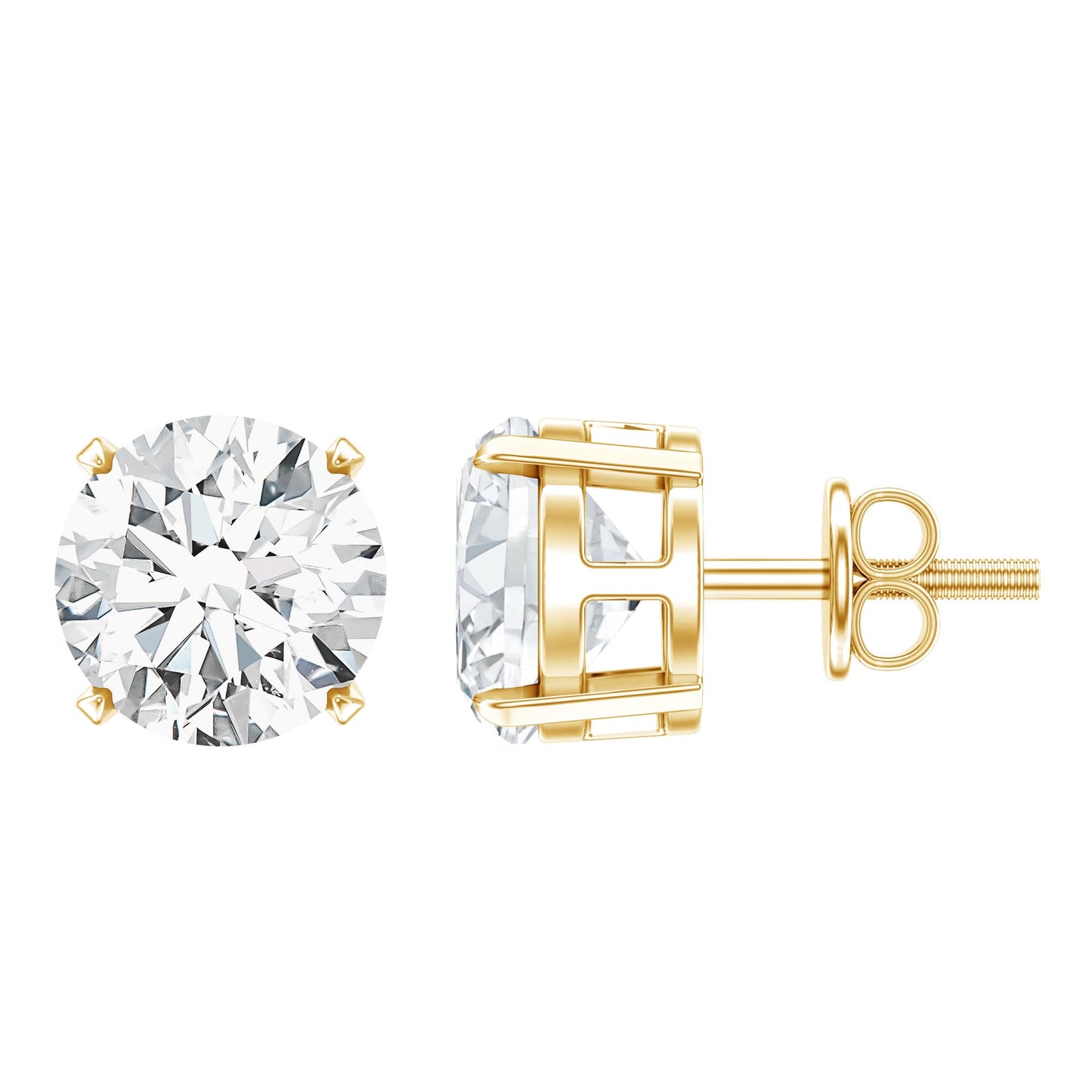 2.7 Carat Round Moissanite Studs in Claw Setting