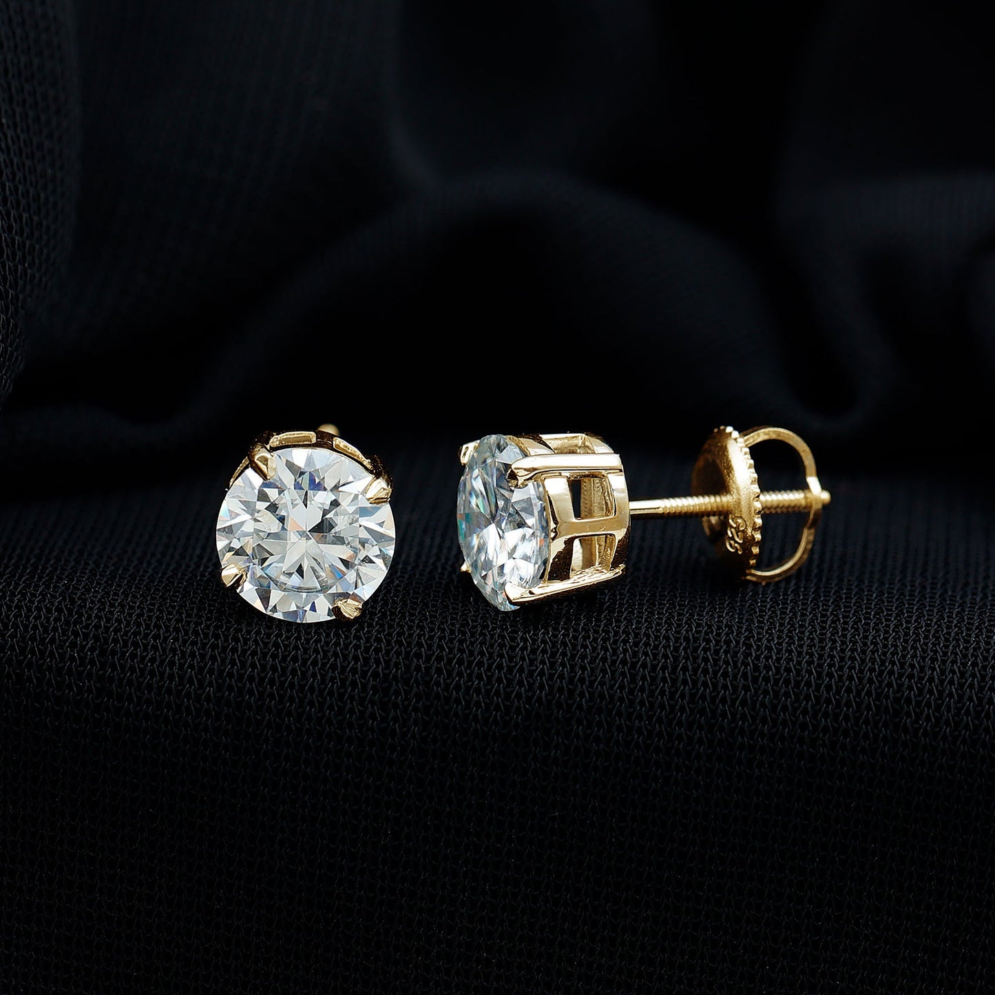 2.7 Carat Round Moissanite Studs in Claw Setting