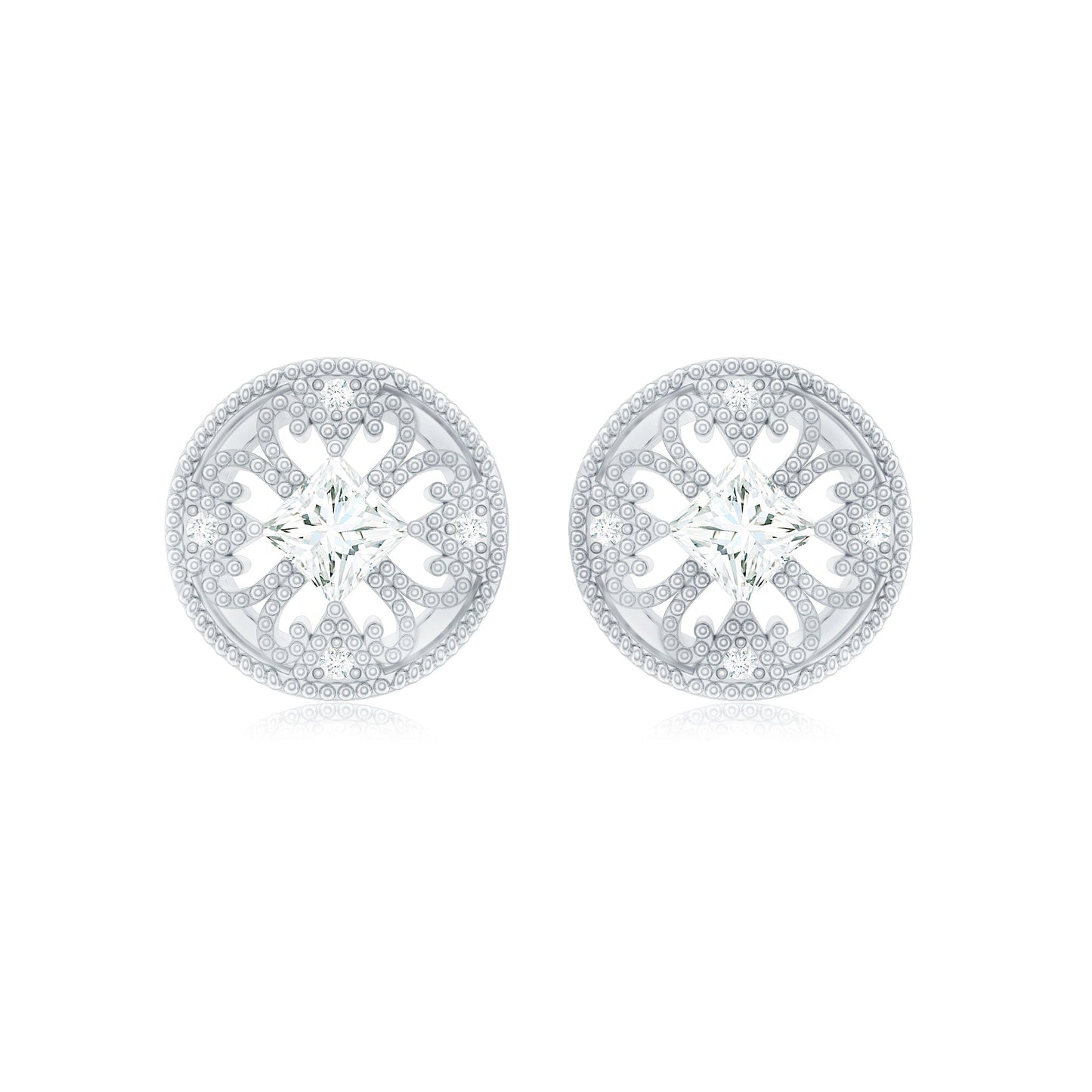 Real Diamond Bridal Stud Earrings With Certificate