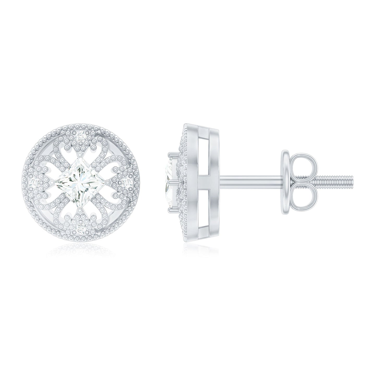 Real Diamond Bridal Stud Earrings With Certificate