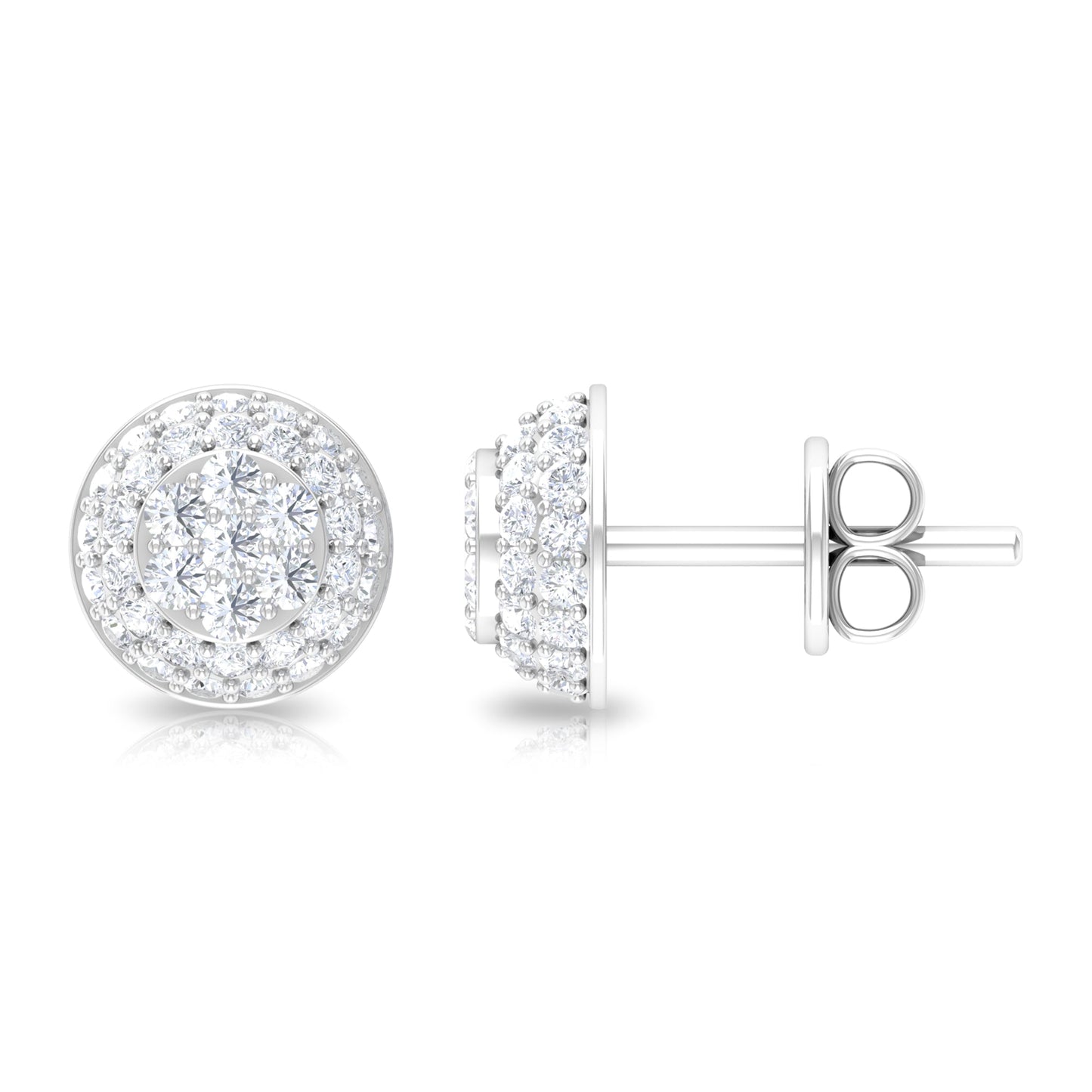 Certified Diamond Bridal Stud Earring with Screw Back