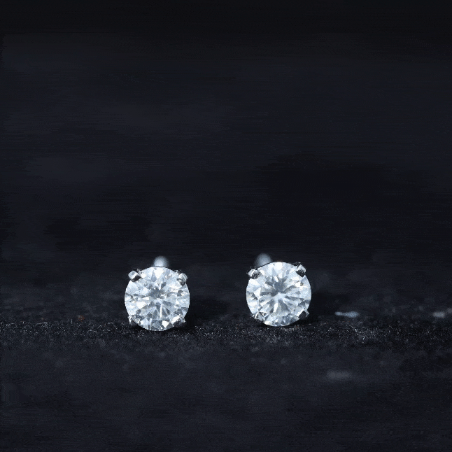 1 Carat Round Shape Solitaire Moissanite Stud Earrings