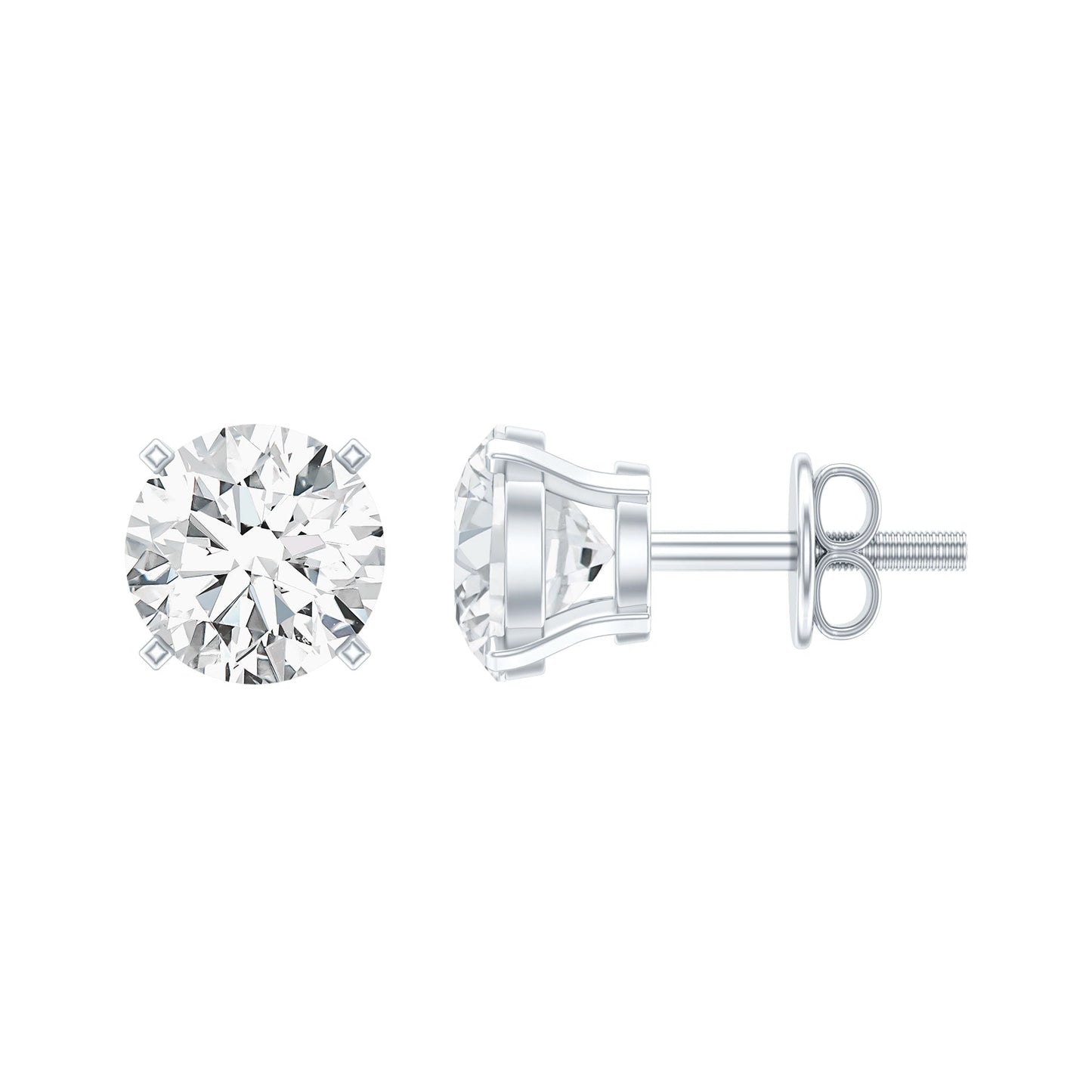 1 Carat Round Shape Solitaire Moissanite Stud Earrings