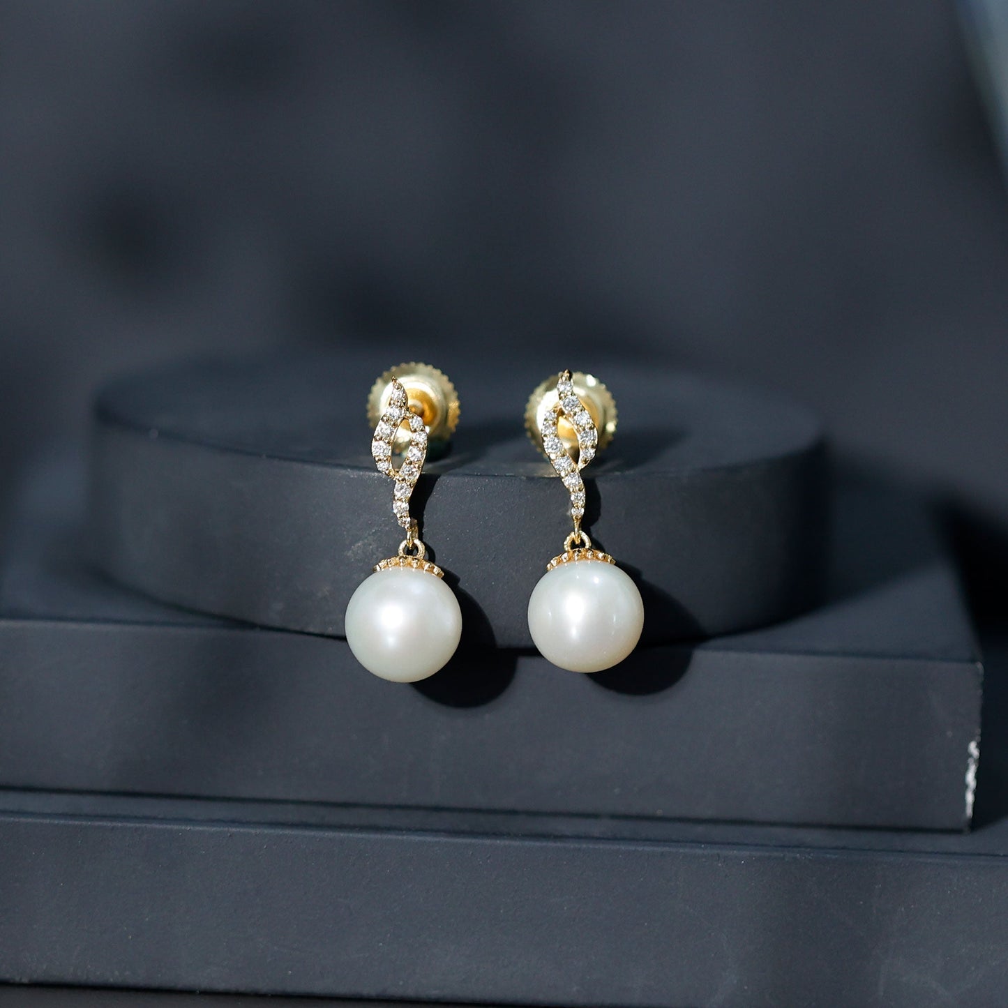 14.9 Carat Freshwater Pearl Drop Earrings with Diamond Accents