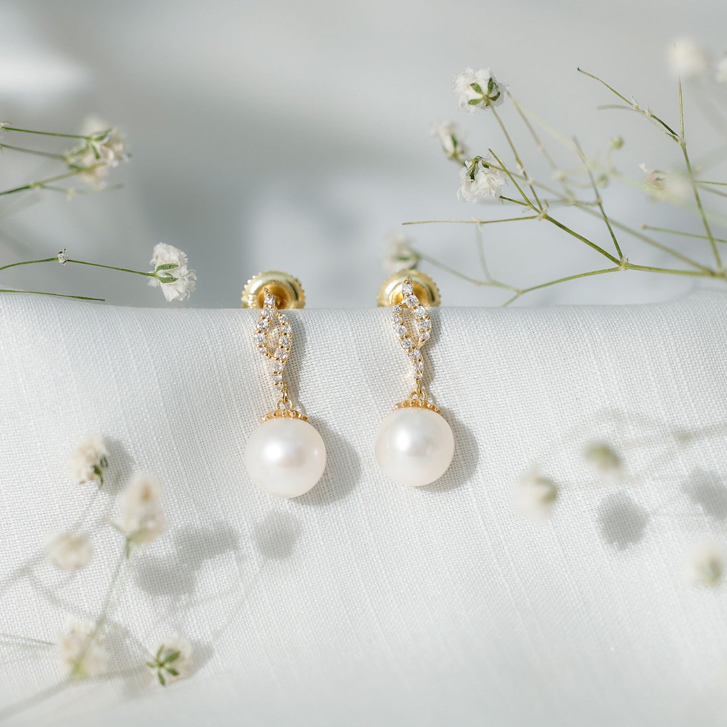 14.9 Carat Freshwater Pearl Drop Earrings with Diamond Accents