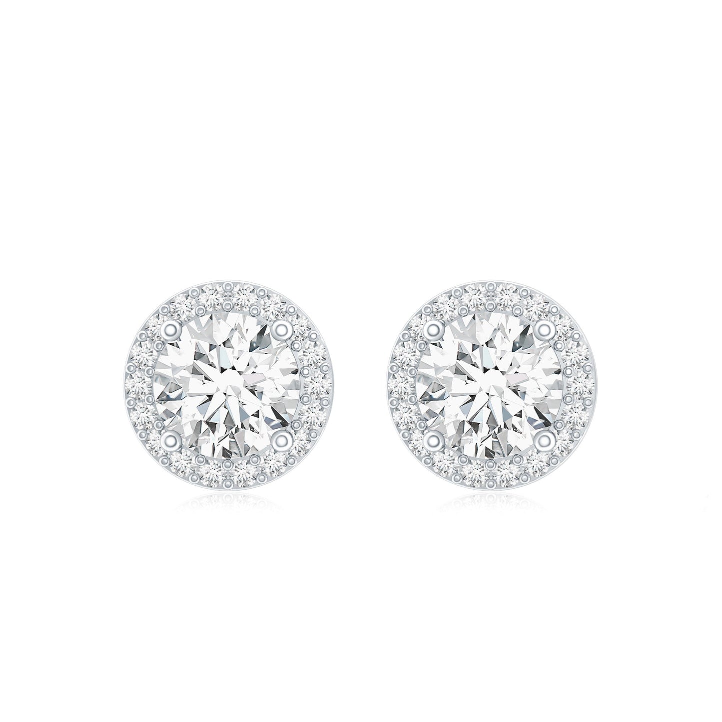3 CT Round Moissanite Halo Stud Earrings With Certification