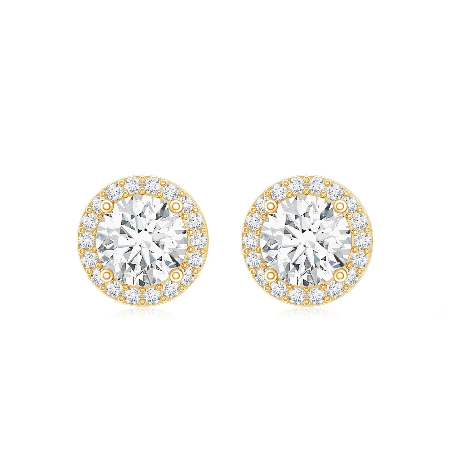 3 CT Round Moissanite Halo Stud Earrings With Certification