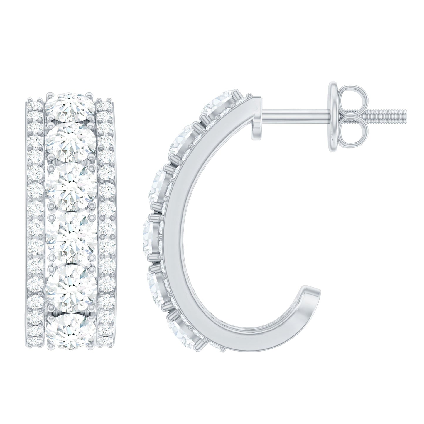 Certified Moissanite J Hoop Earrings for Women