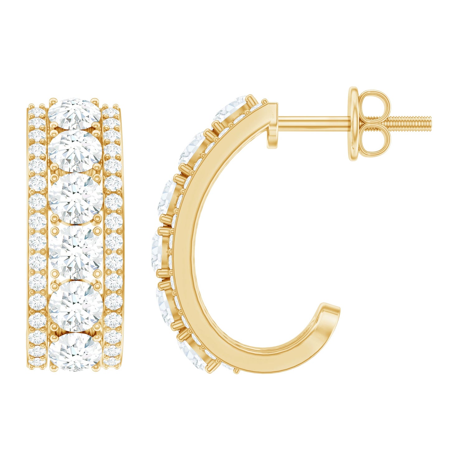 Certified Moissanite J Hoop Earrings for Women