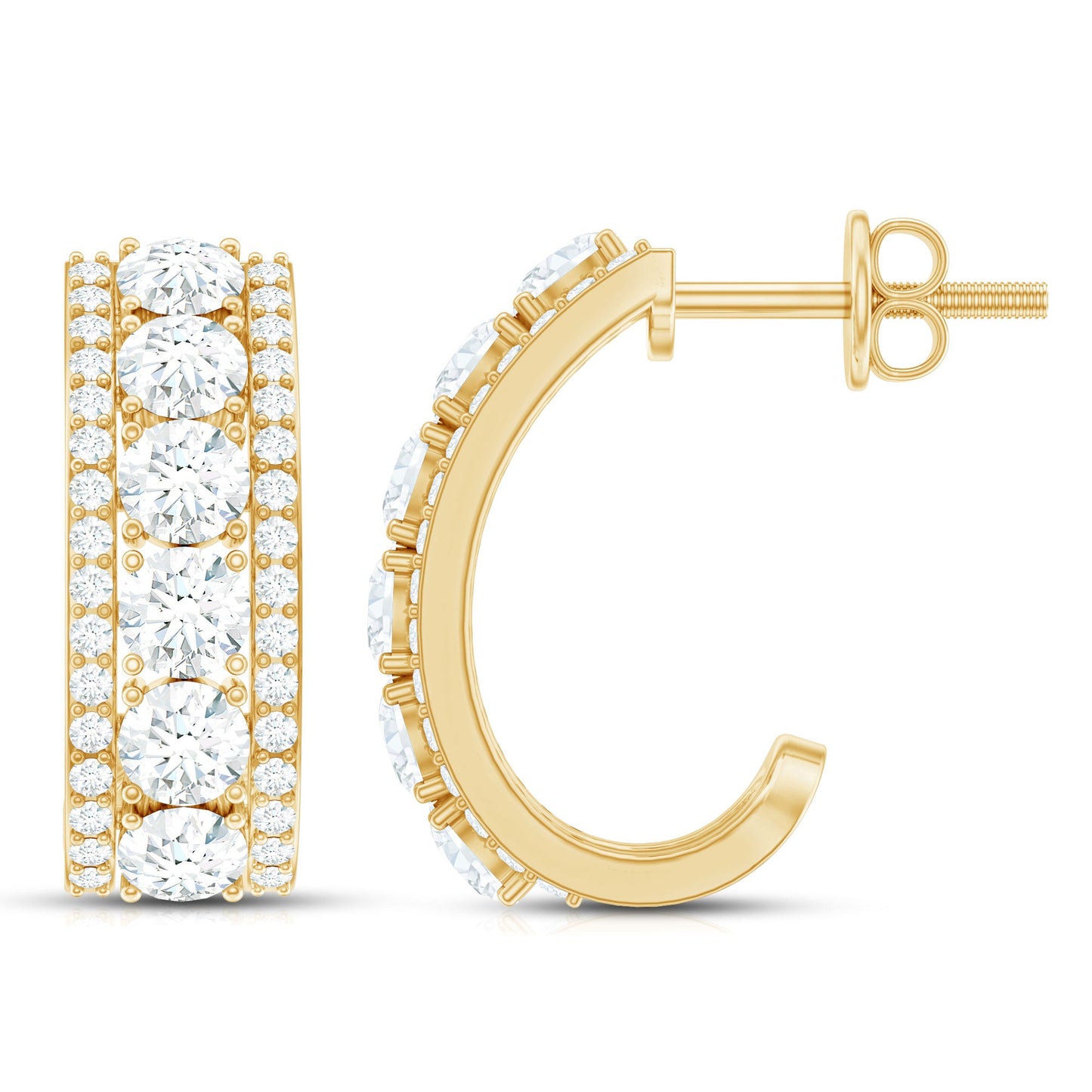 Certified Moissanite J Hoop Earrings for Women