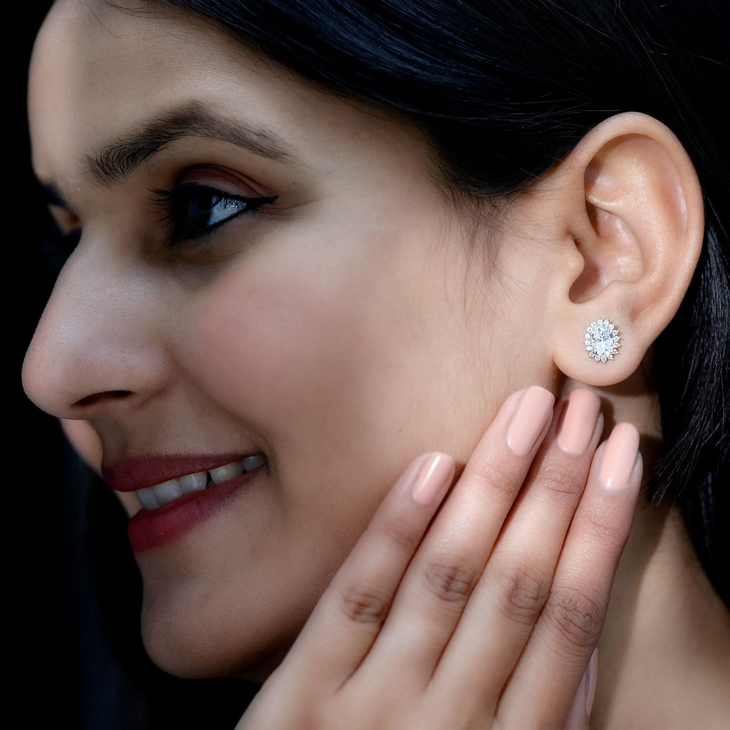 1.9 Carat Oval Moissanite Classic Stud Earrings With Halo