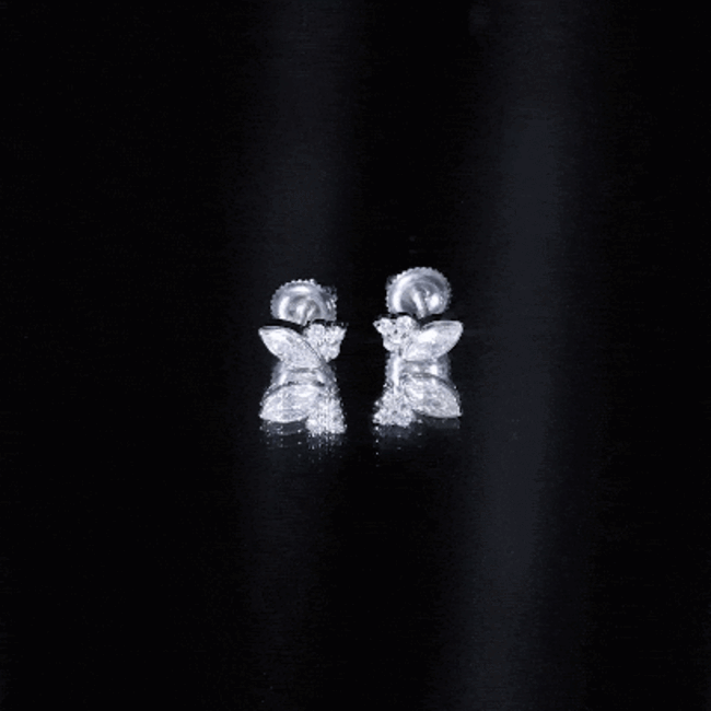 Marquise Shape Moissanite Stud Earrings with Screw Back