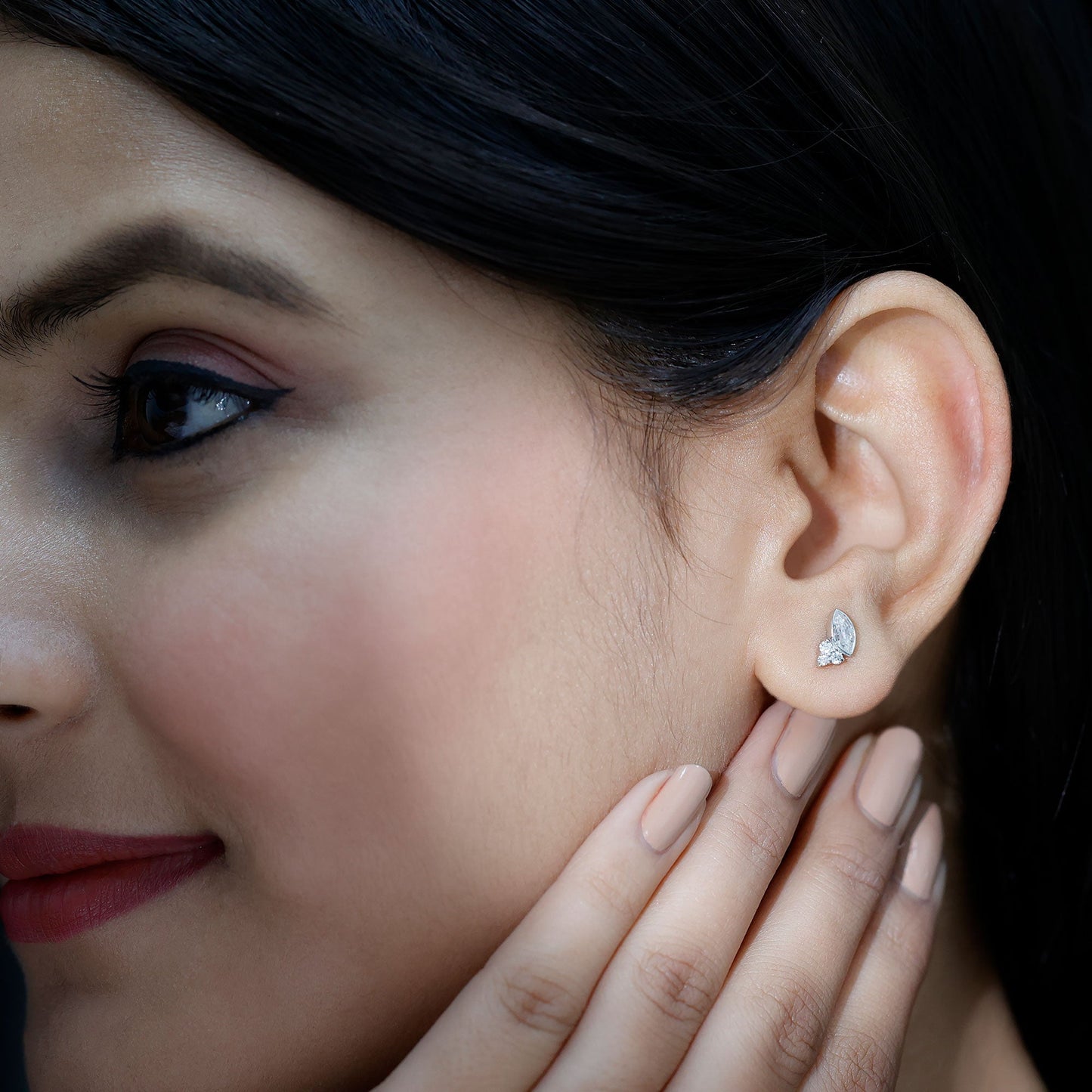 Marquise Shape Moissanite Stud Earrings with Screw Back