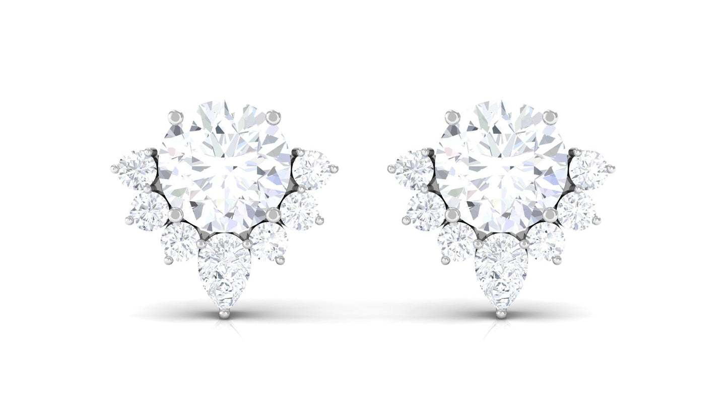 1 Carat Certified Moissanite Classic Stud Earrings with Half Halo