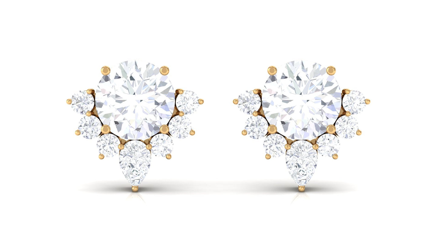 1 Carat Certified Moissanite Classic Stud Earrings with Half Halo