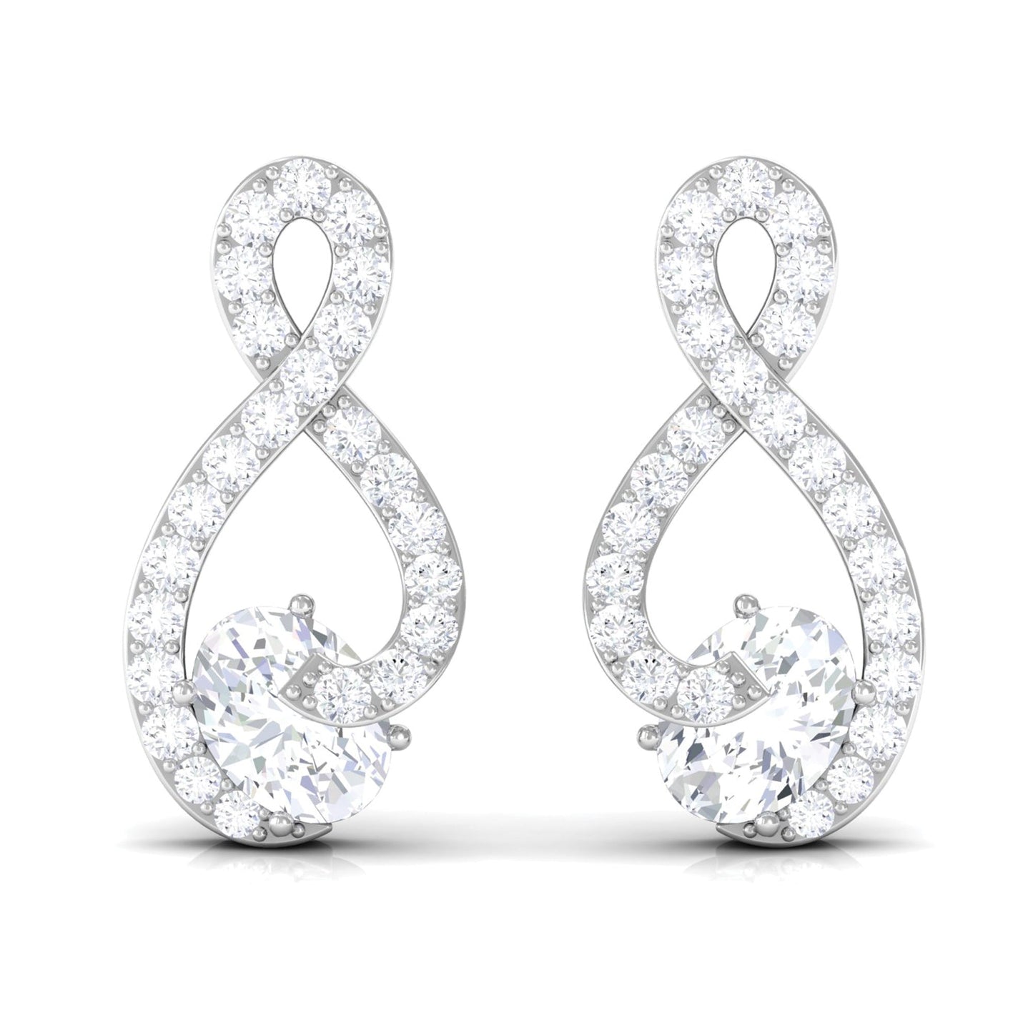 Certified Moissanite Infinity Stud Earrings with Screw Back