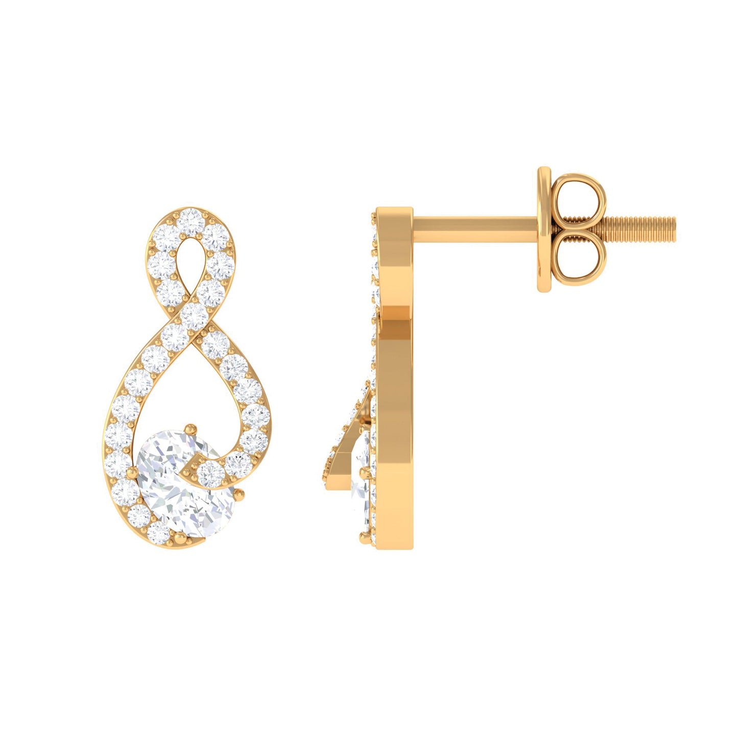 Certified Moissanite Infinity Stud Earrings with Screw Back