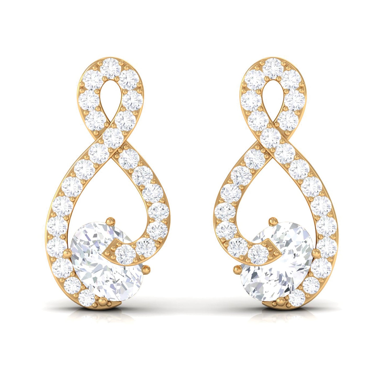 Certified Moissanite Infinity Stud Earrings with Screw Back