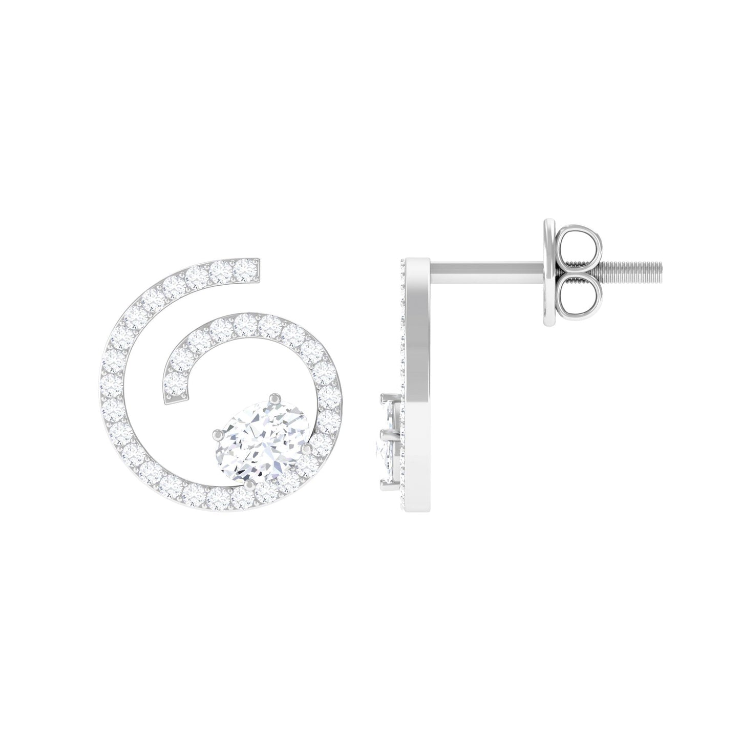 Certified Moissanite Swirl Stud Earrings for Women