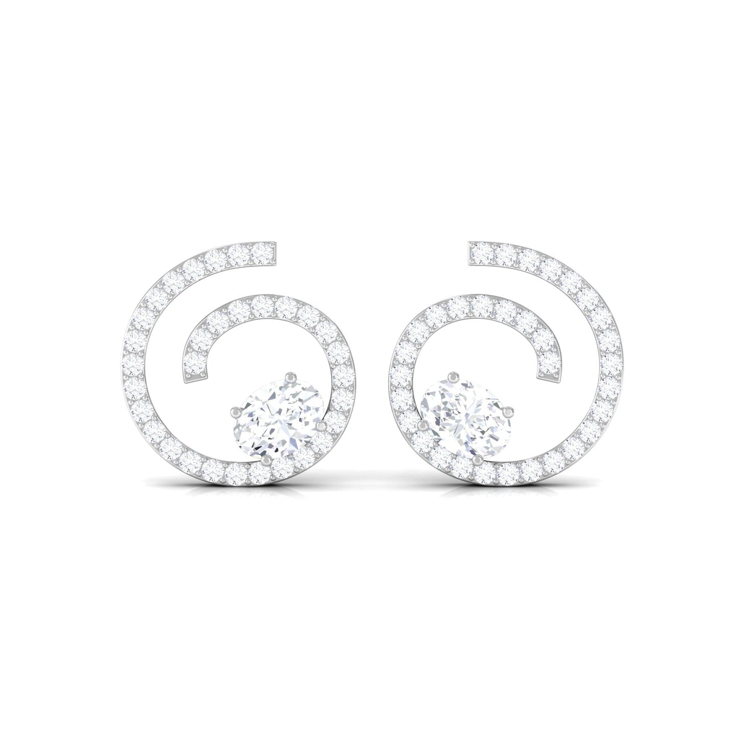 Certified Moissanite Swirl Stud Earrings for Women