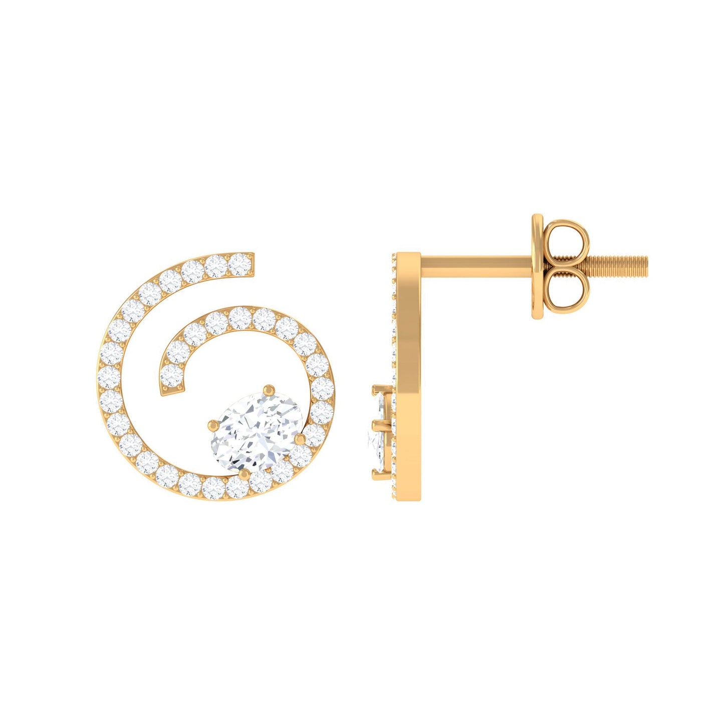 Certified Moissanite Swirl Stud Earrings for Women