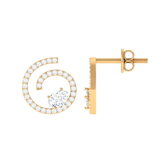 Certified Moissanite Swirl Stud Earrings for Women