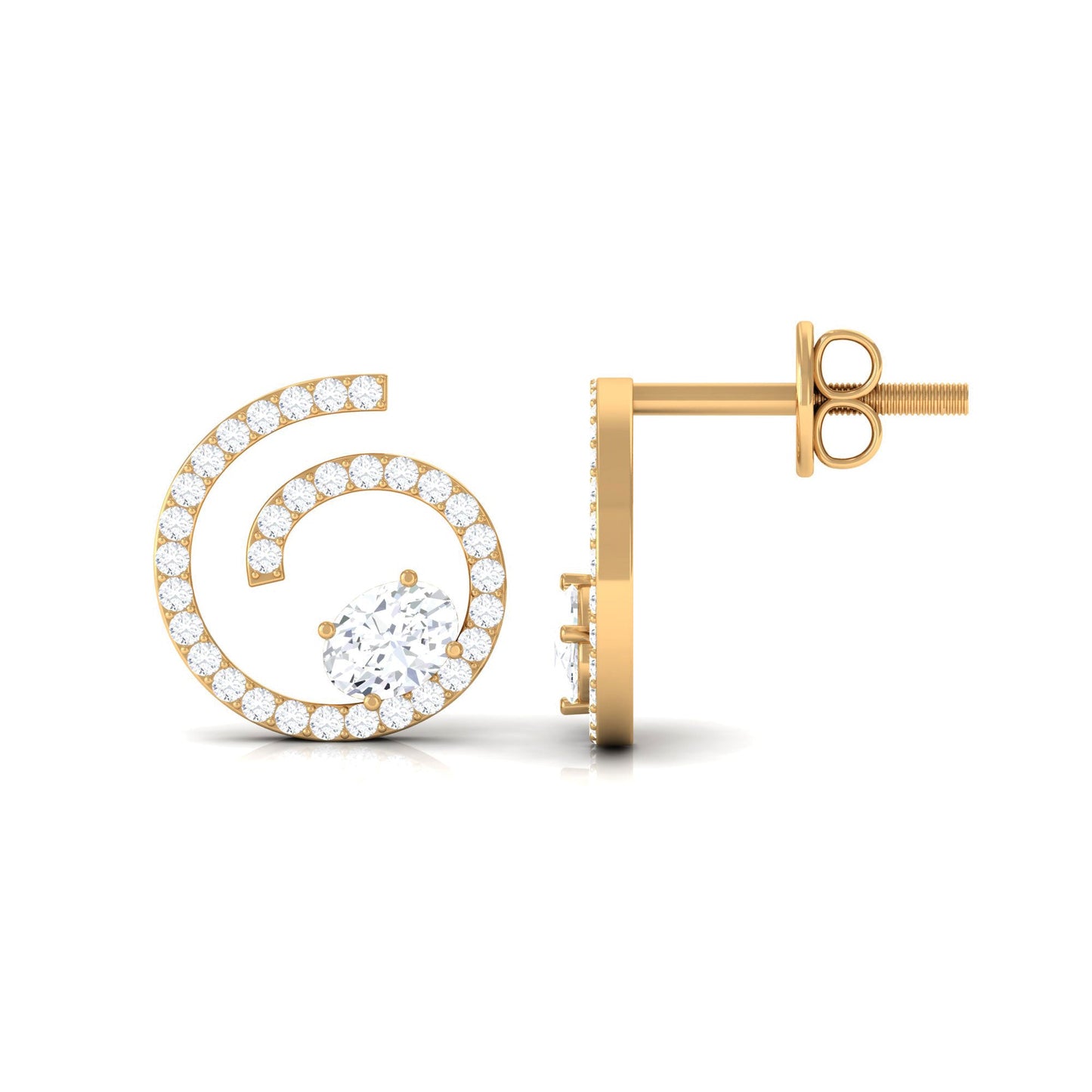 Certified Moissanite Swirl Stud Earrings for Women