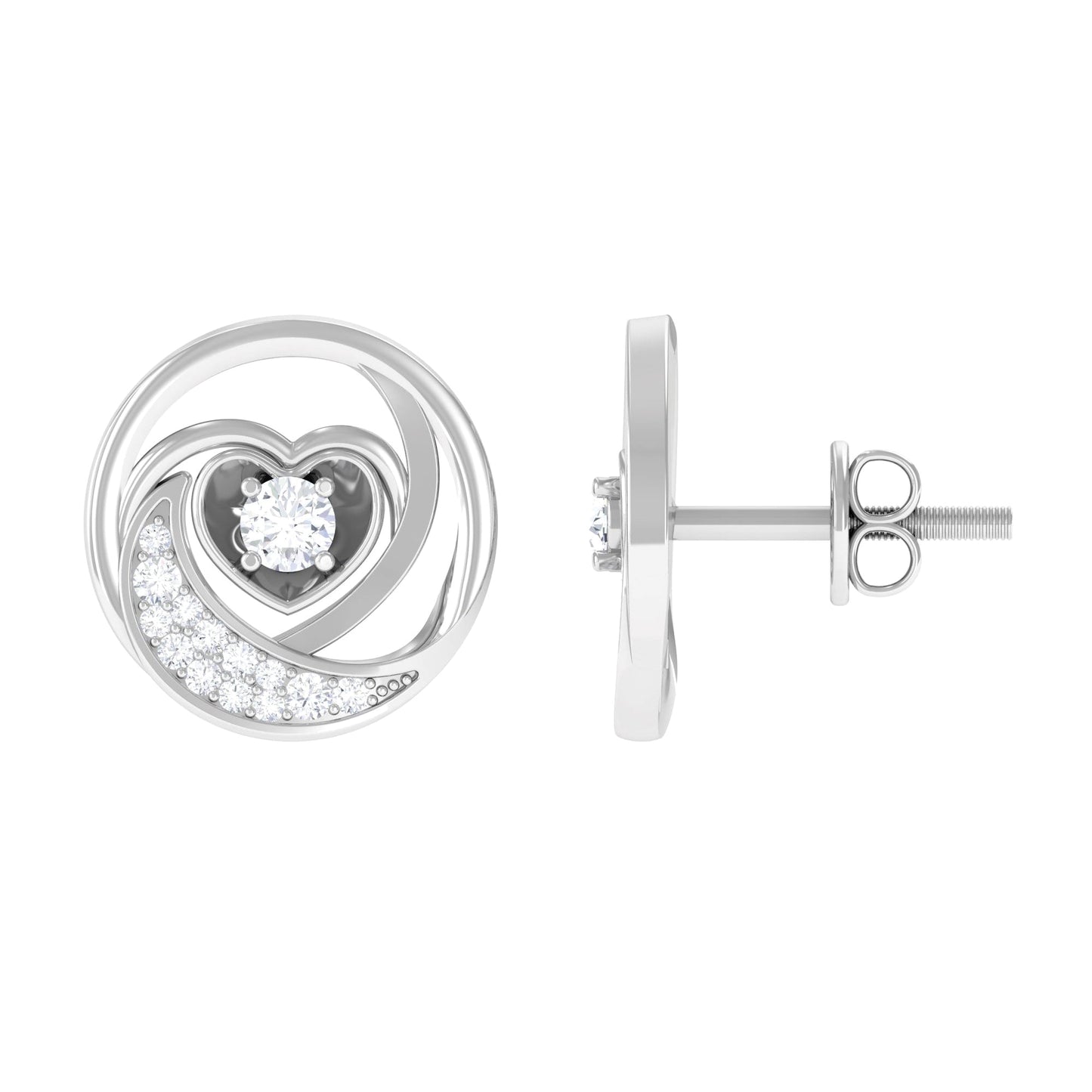 Certified Moissanite Heart Stud Earrings for Women