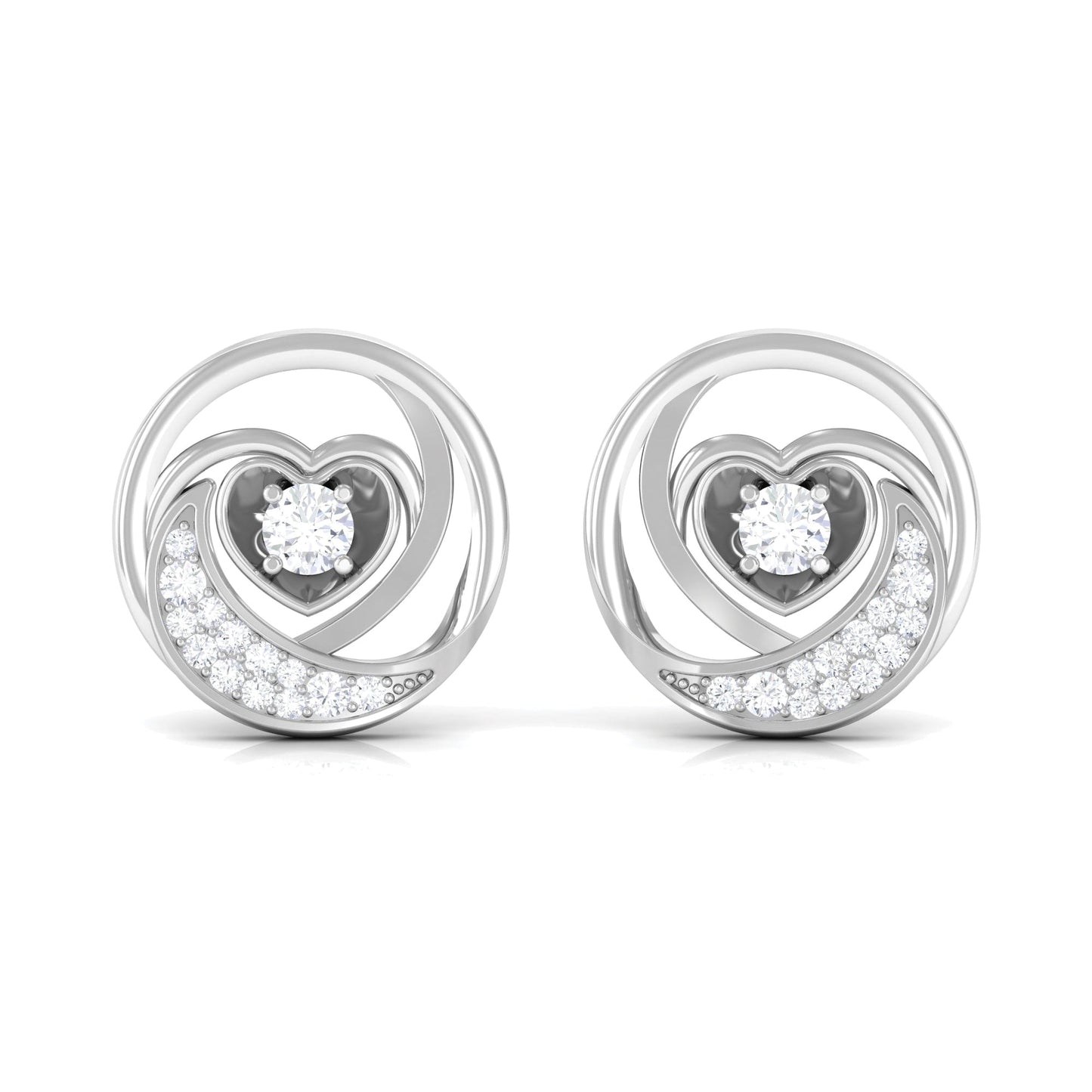 Certified Moissanite Heart Stud Earrings for Women