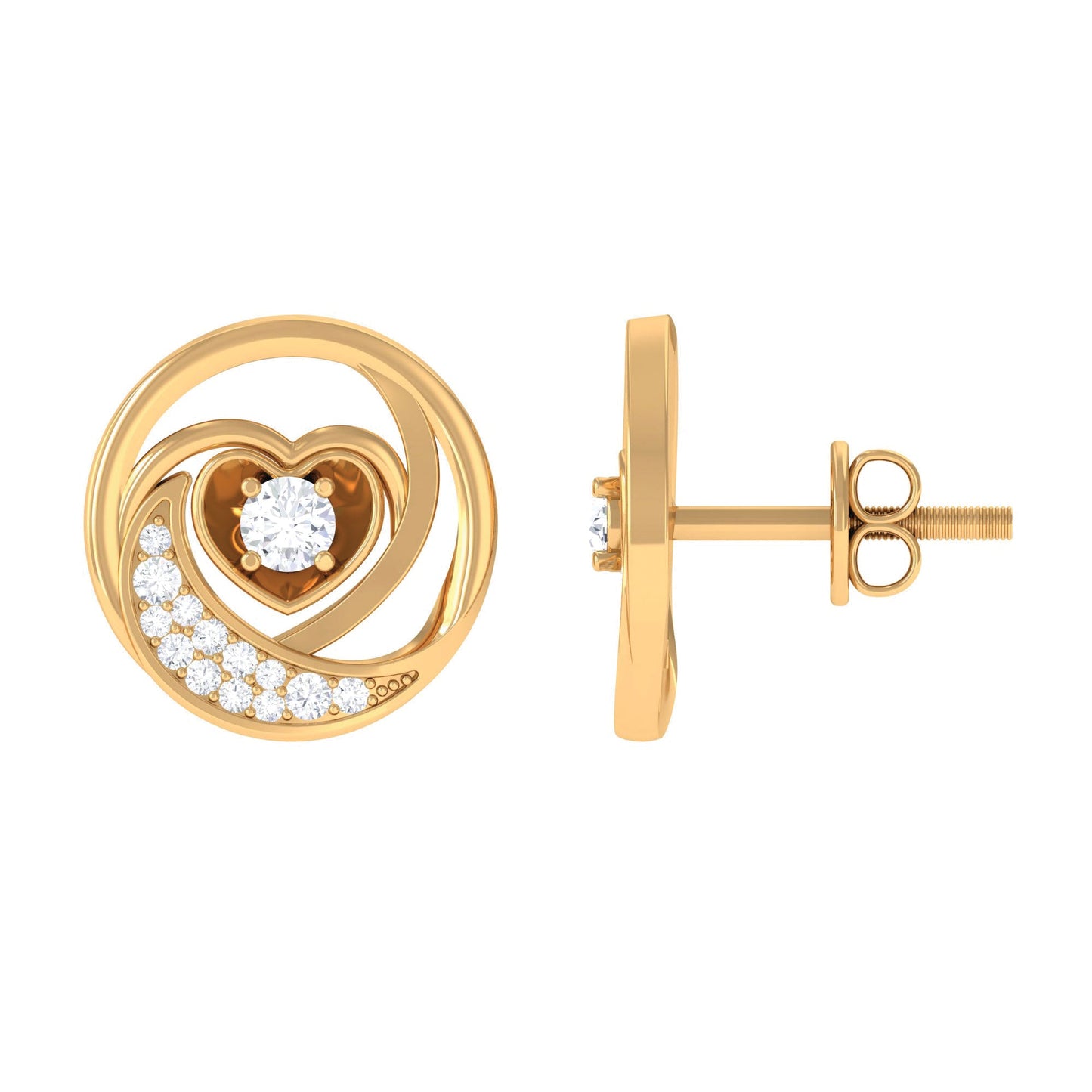 Certified Moissanite Heart Stud Earrings for Women