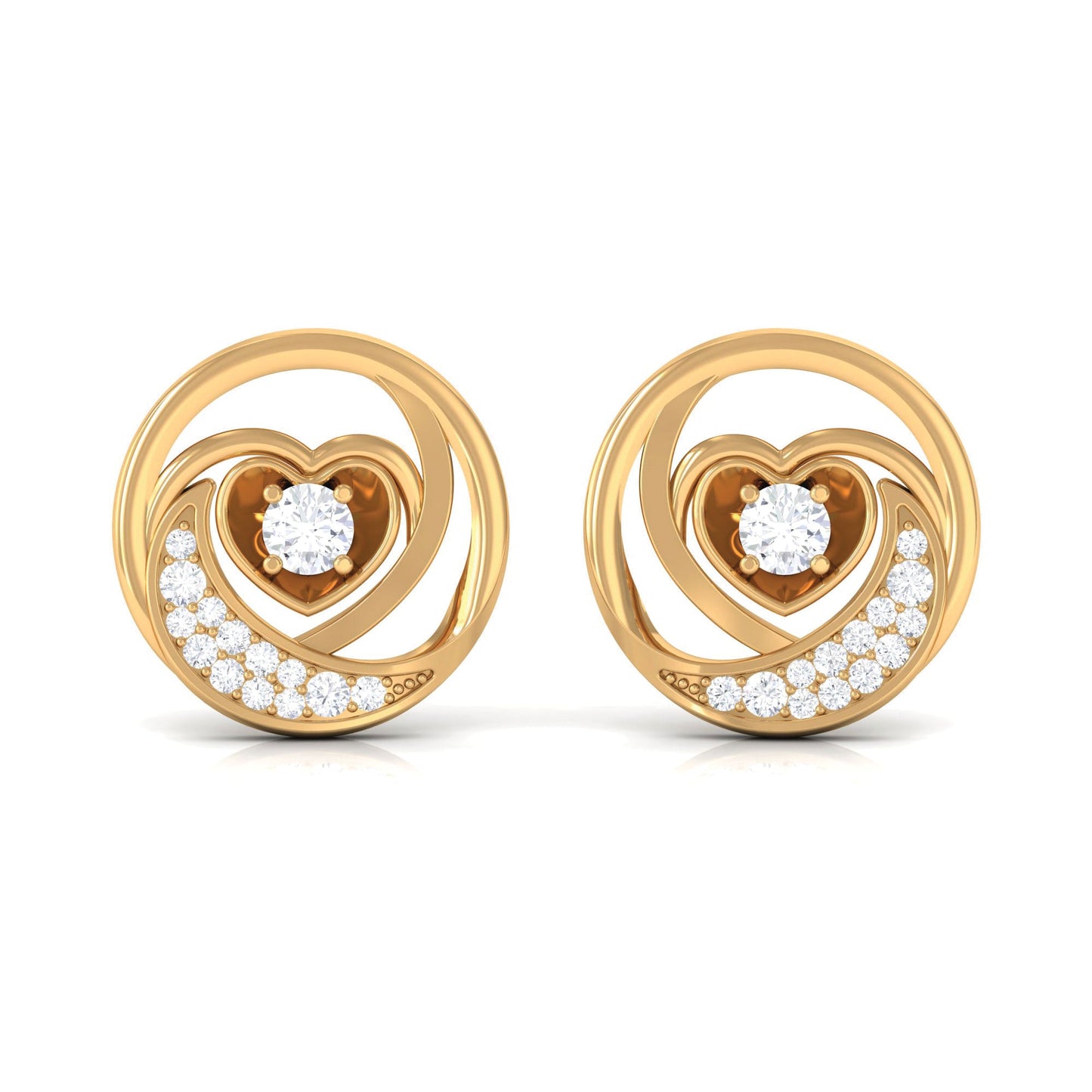Certified Moissanite Heart Stud Earrings for Women