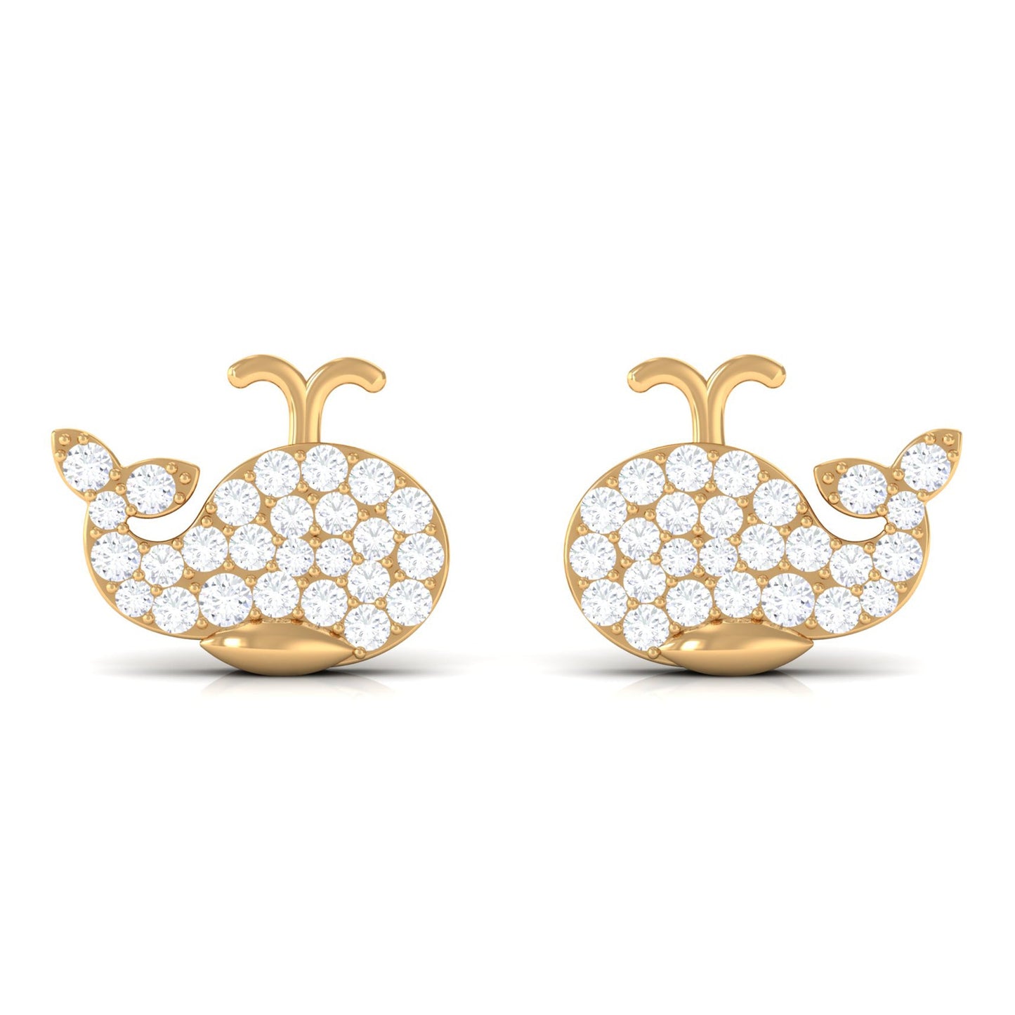 Cute Moissanite Fish Earrings with Screw Back