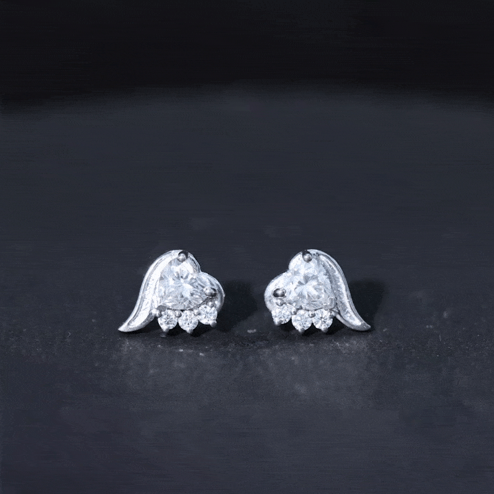 Heart Shape Moissanite Stud Earrings with Screw Back
