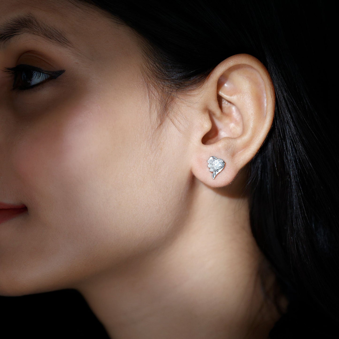 Heart Shape Moissanite Stud Earrings with Screw Back