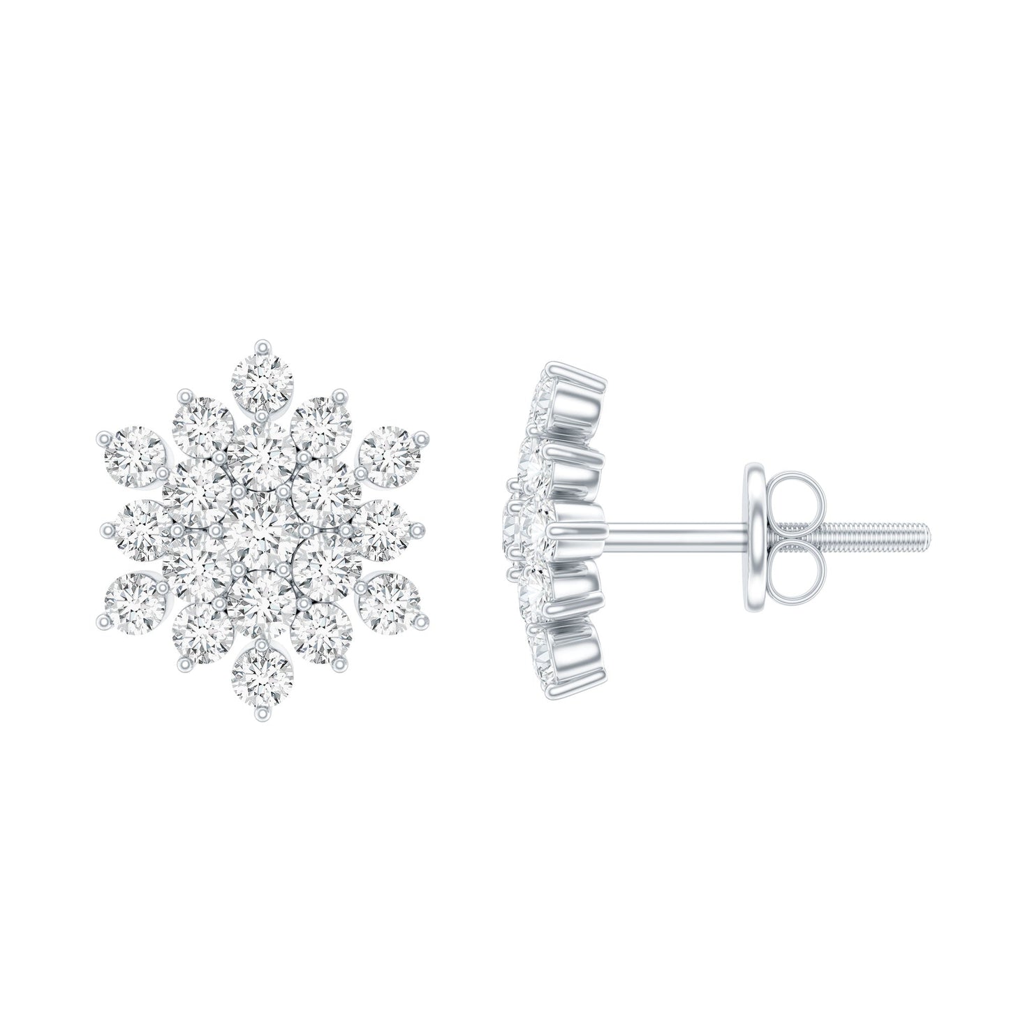 Certified Moissanite Cluster Stud Earrings for Women