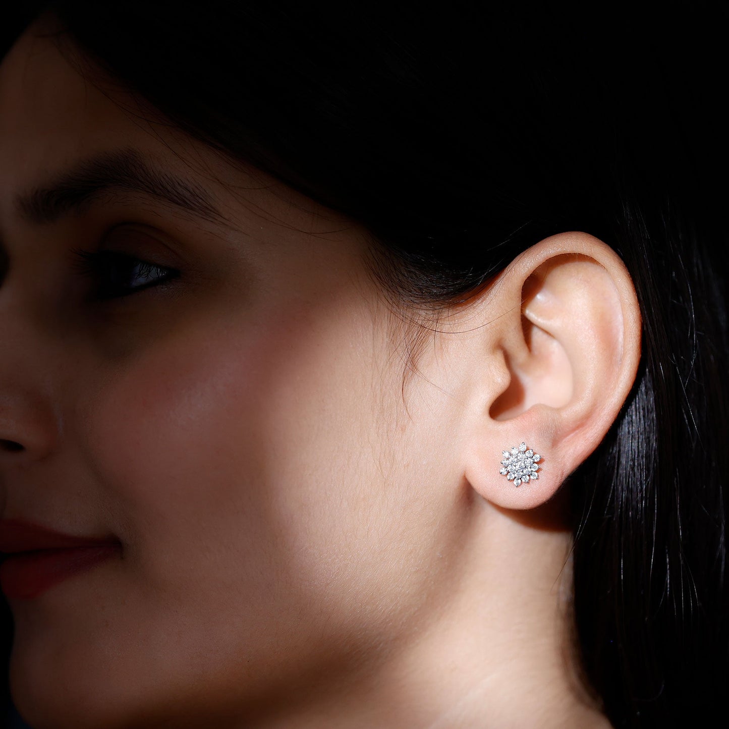 Certified Moissanite Cluster Stud Earrings for Women
